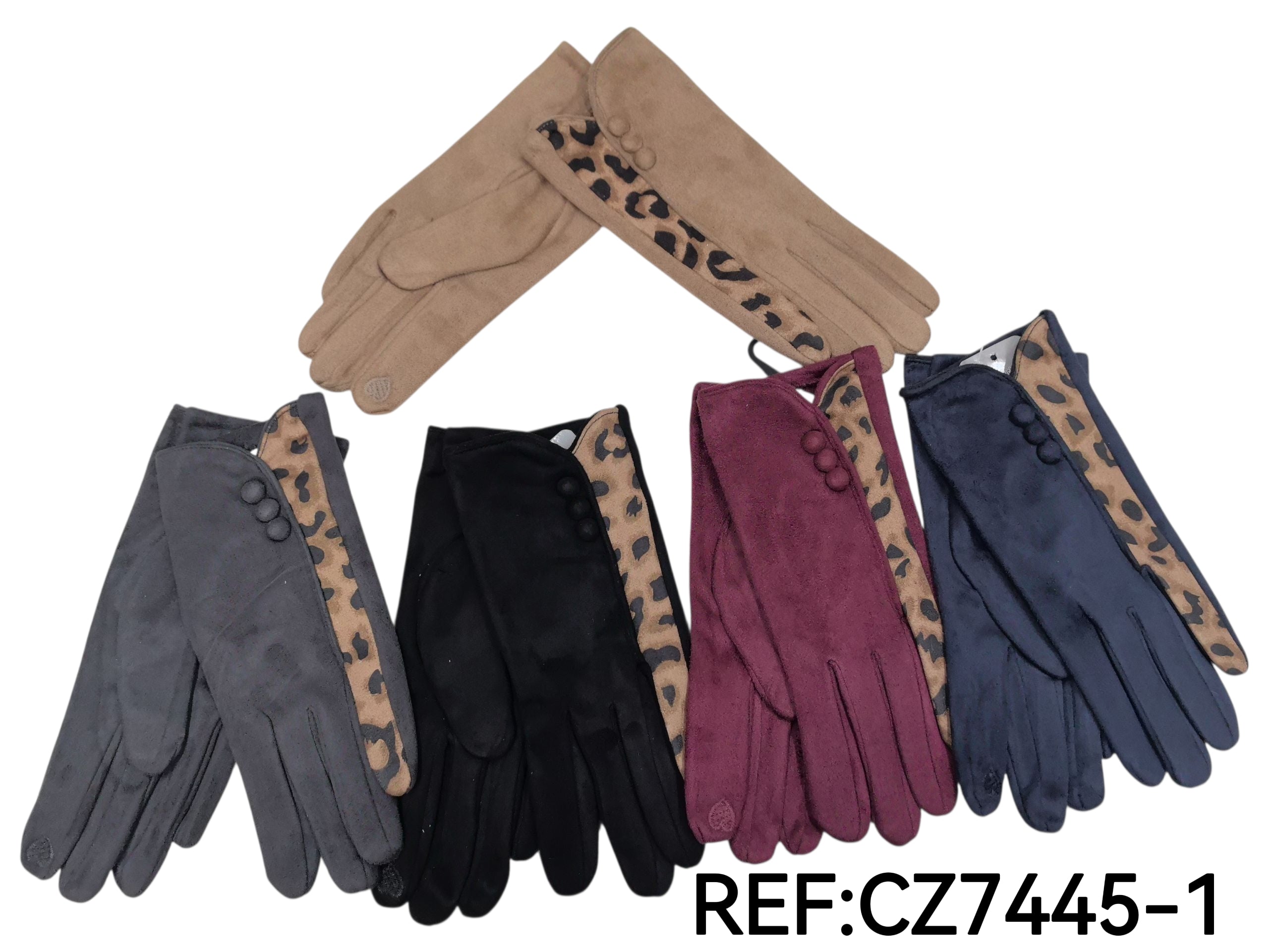 Gants tactiles motif imprimé léopard (x12)