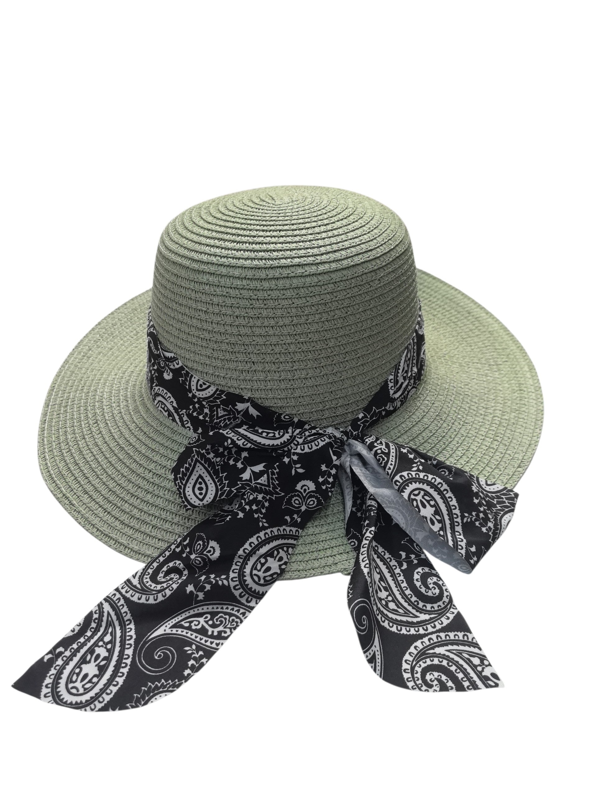 Chapeau paille ruban motif Paisley(x12)#08