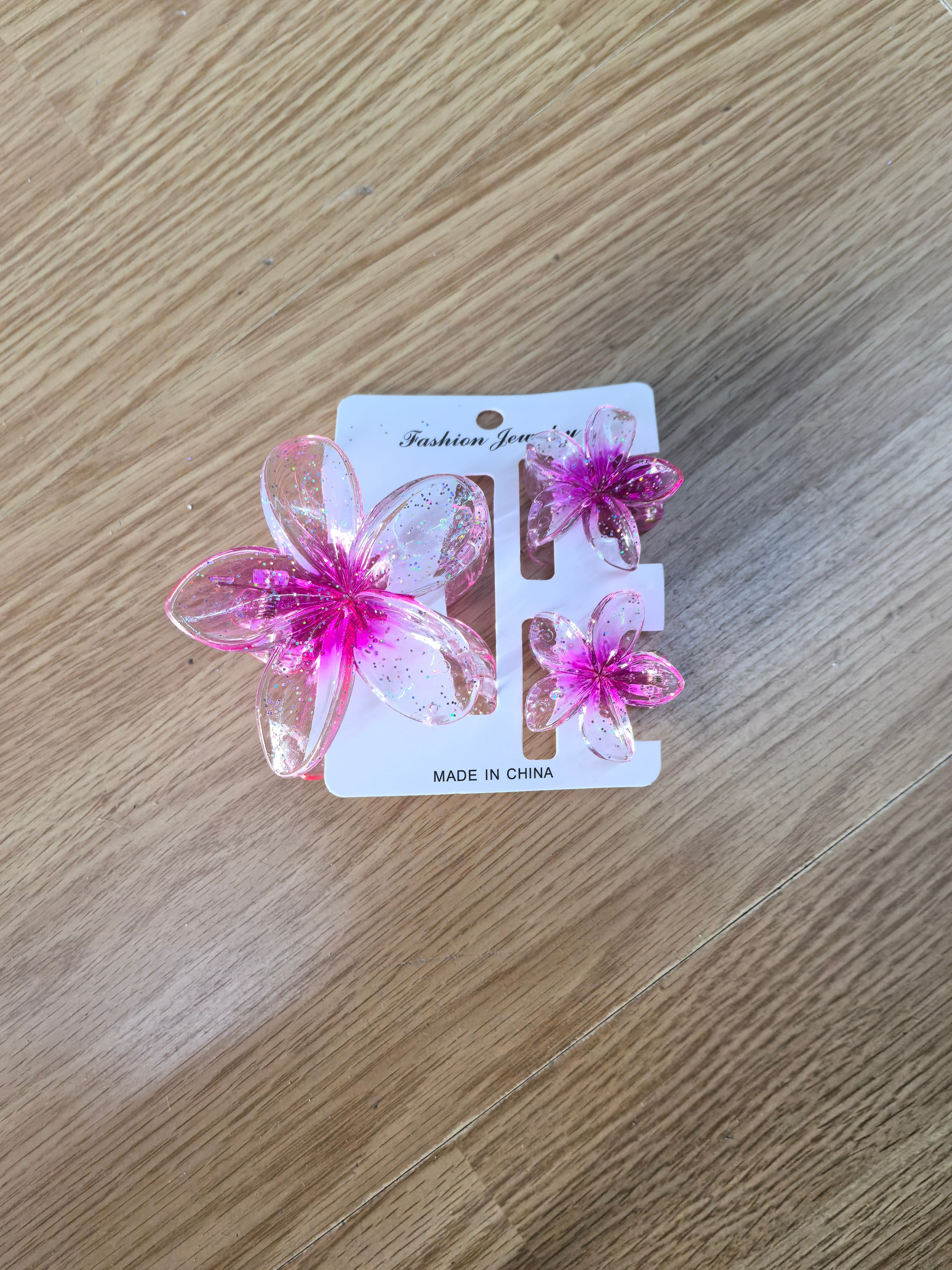 - Pince fleur transparente pailletée (X12)#23