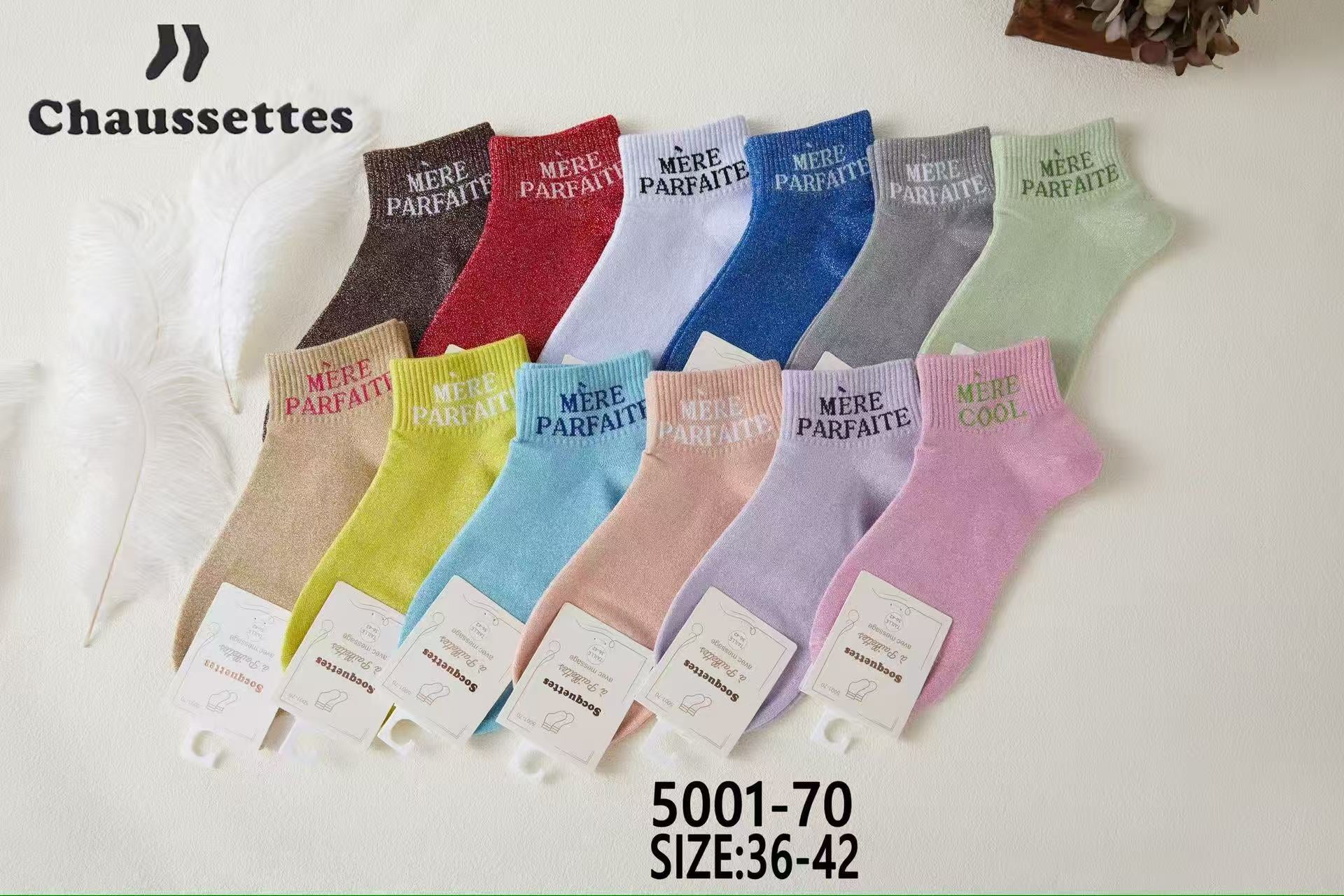 chaussette pailletee avec message(×12)5001
