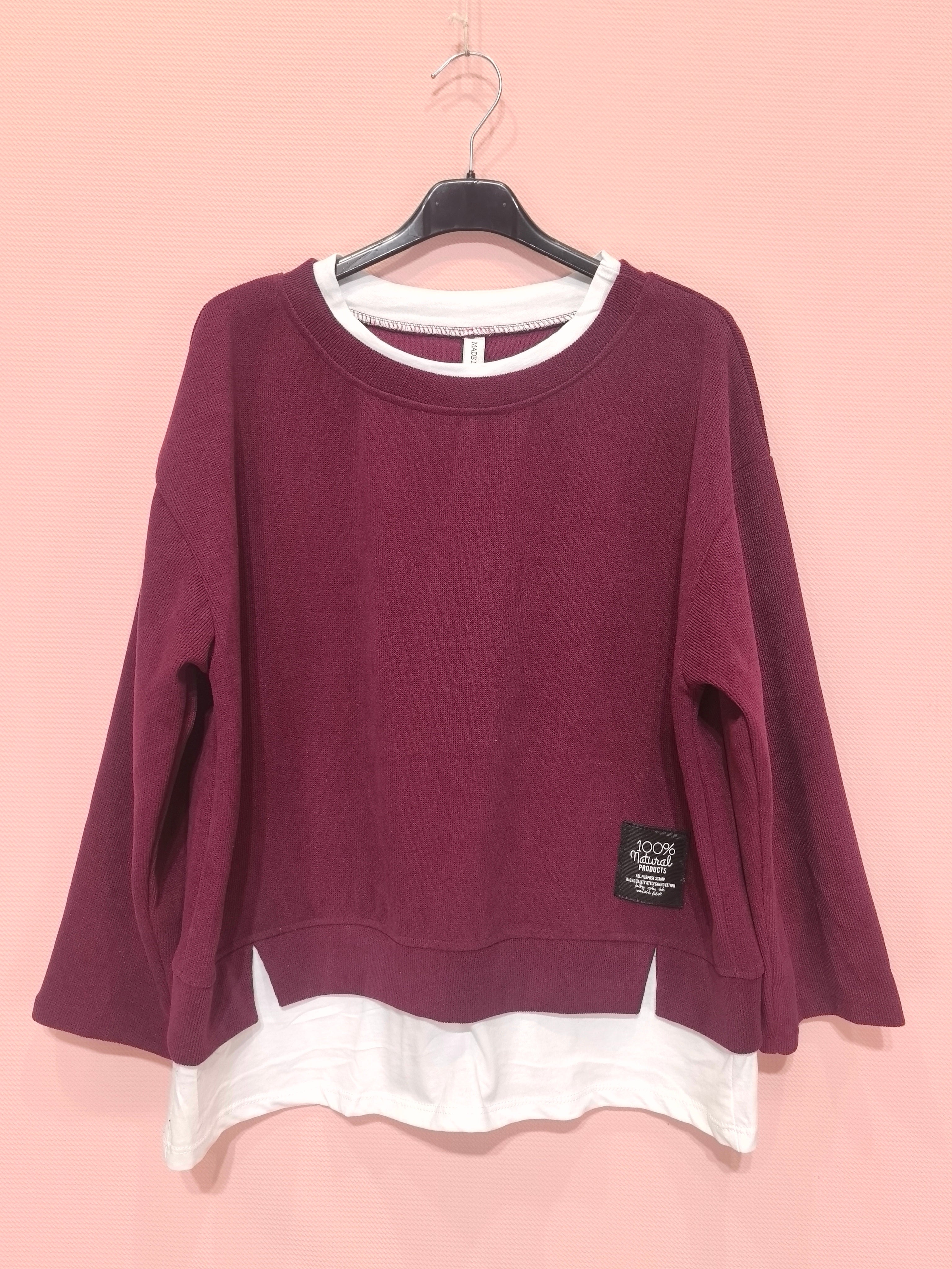 Sweat bicolore superposé 
Style casual-chic polyvalent 
En tissu texturé au toucher doux (x6)