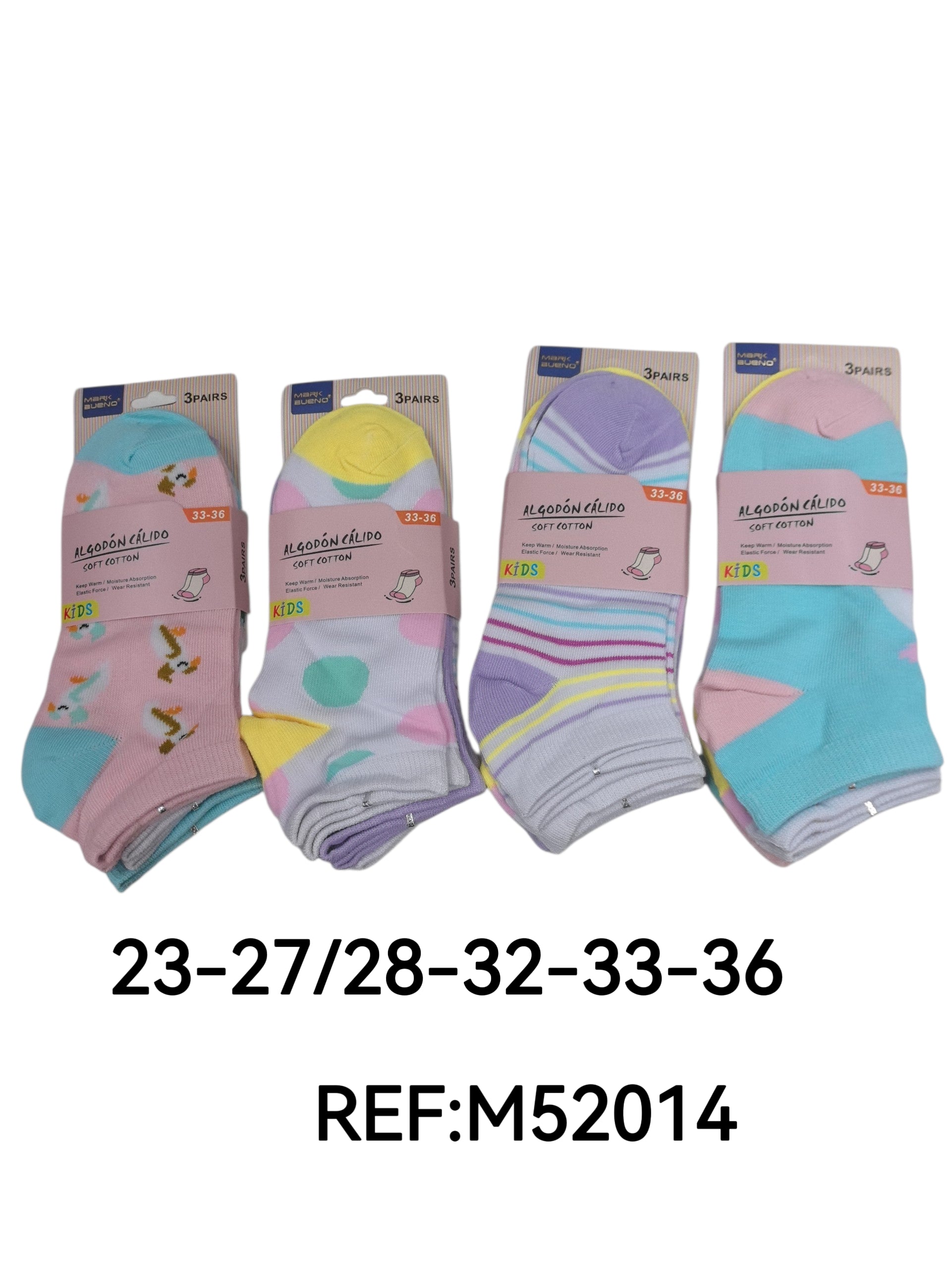 filles- Chaussettes coton 3 Tailles mélangées  T23-27/28-32/33-36(x36)