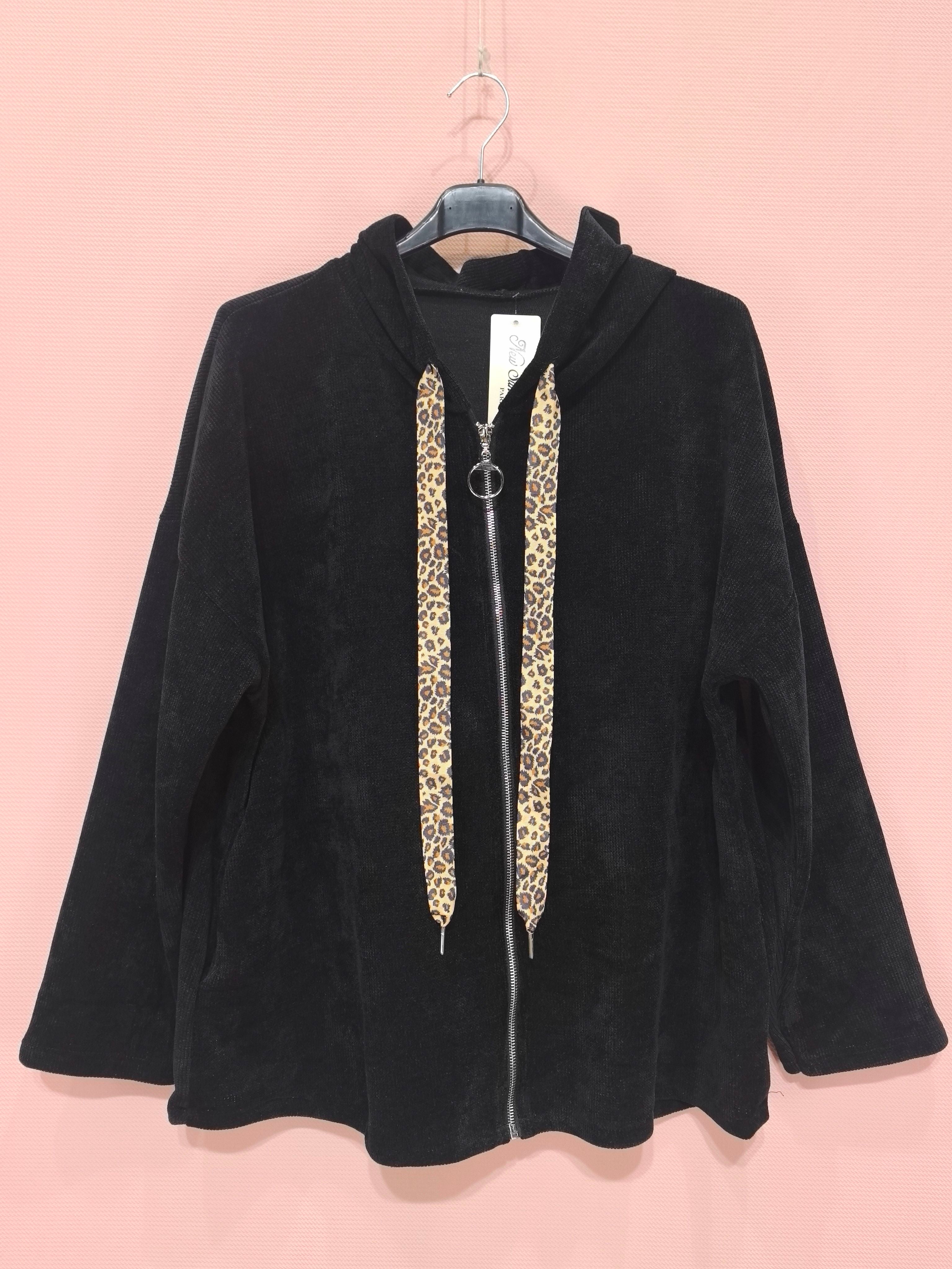 Gilet zippé à capuche velours Avec Deux Poches (x6)