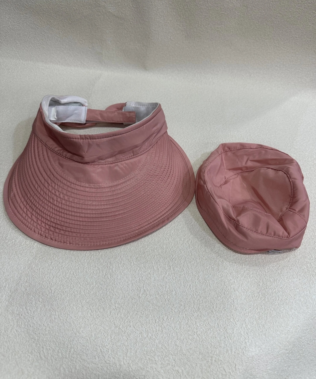 Chapeau solaire 2-en-1 à zip, visière extra-large sans dessus, protection anti-UV pour femme (x12)