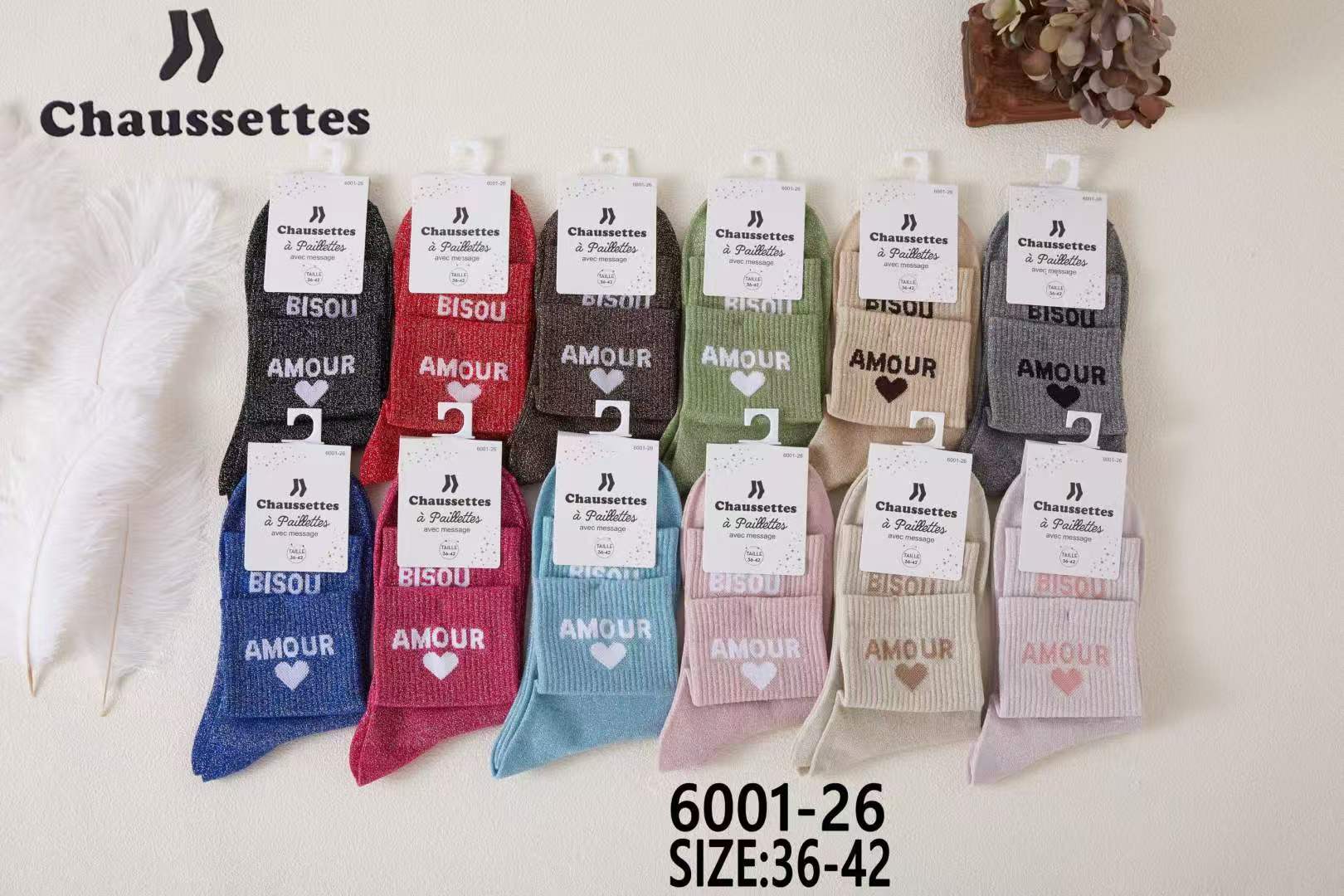 chaussette paillettes avec message(×12)6001
