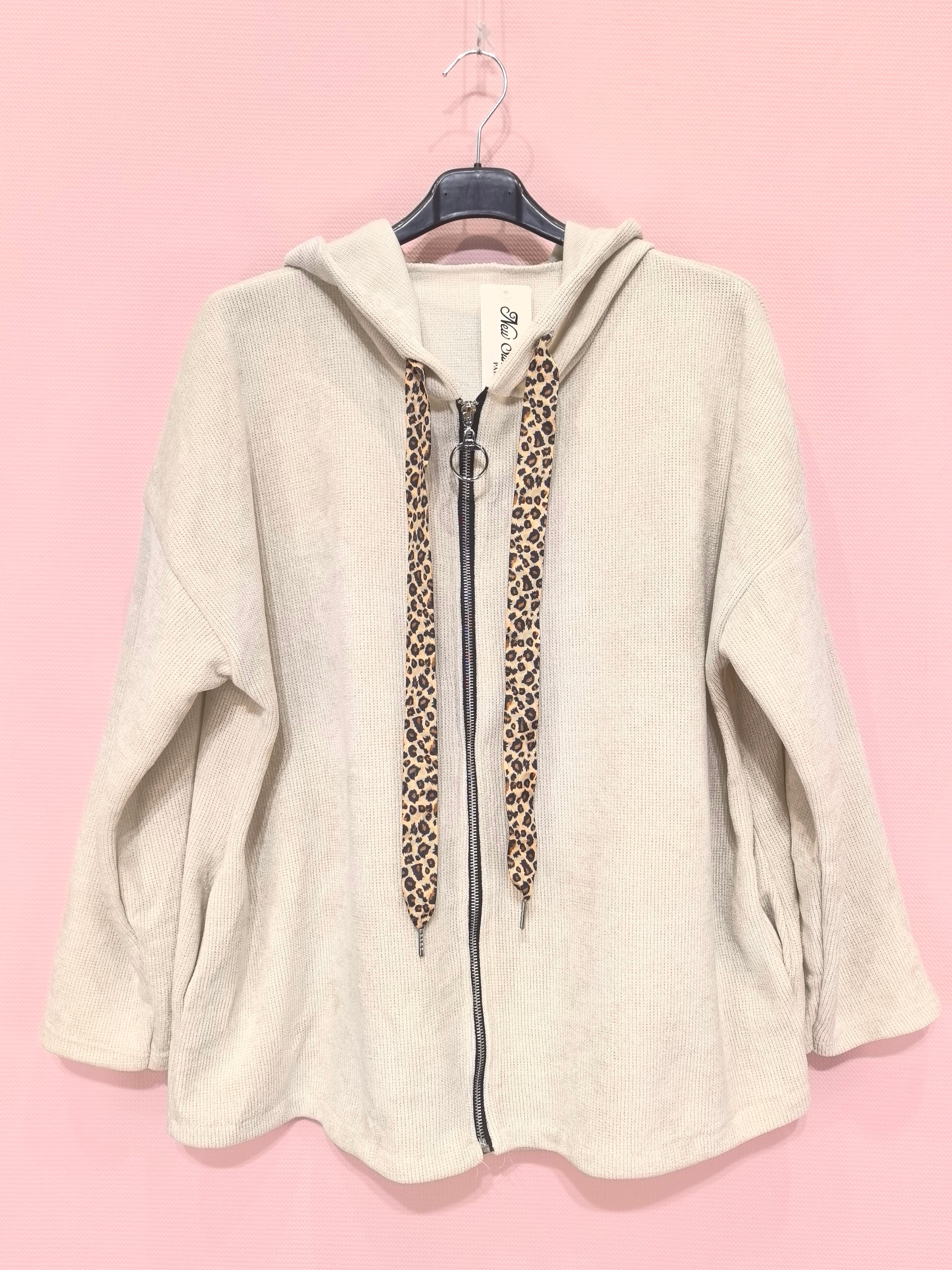Gilet zippé à capuche velours Avec Deux Poches (x6)
