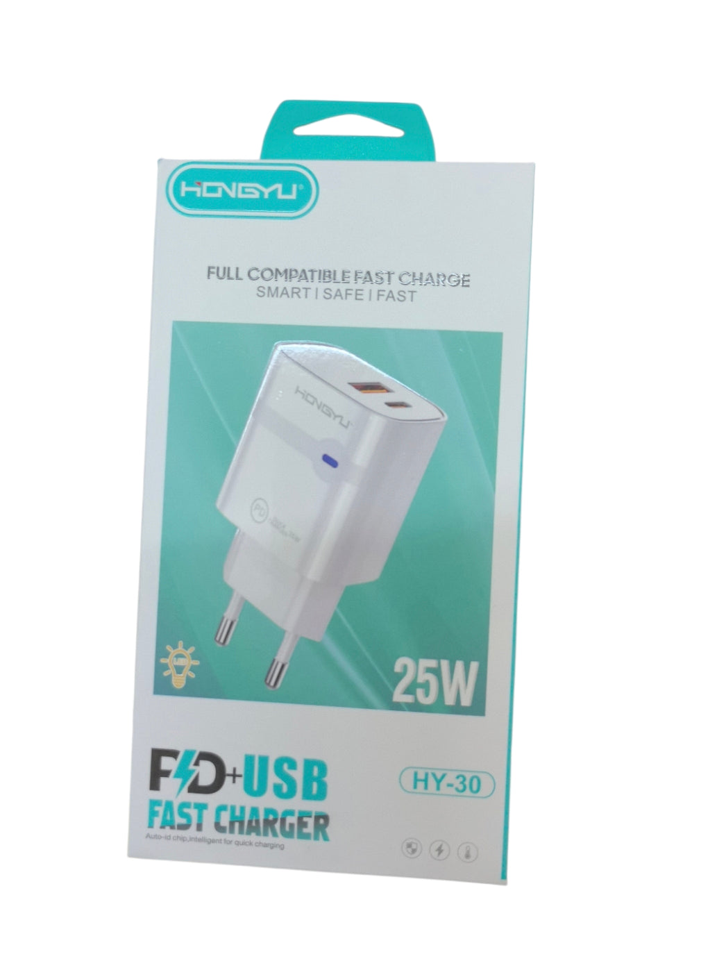 Chargeur rapide 25W HONGYU HY-30, double port USB-A + Type-C PD (x12)