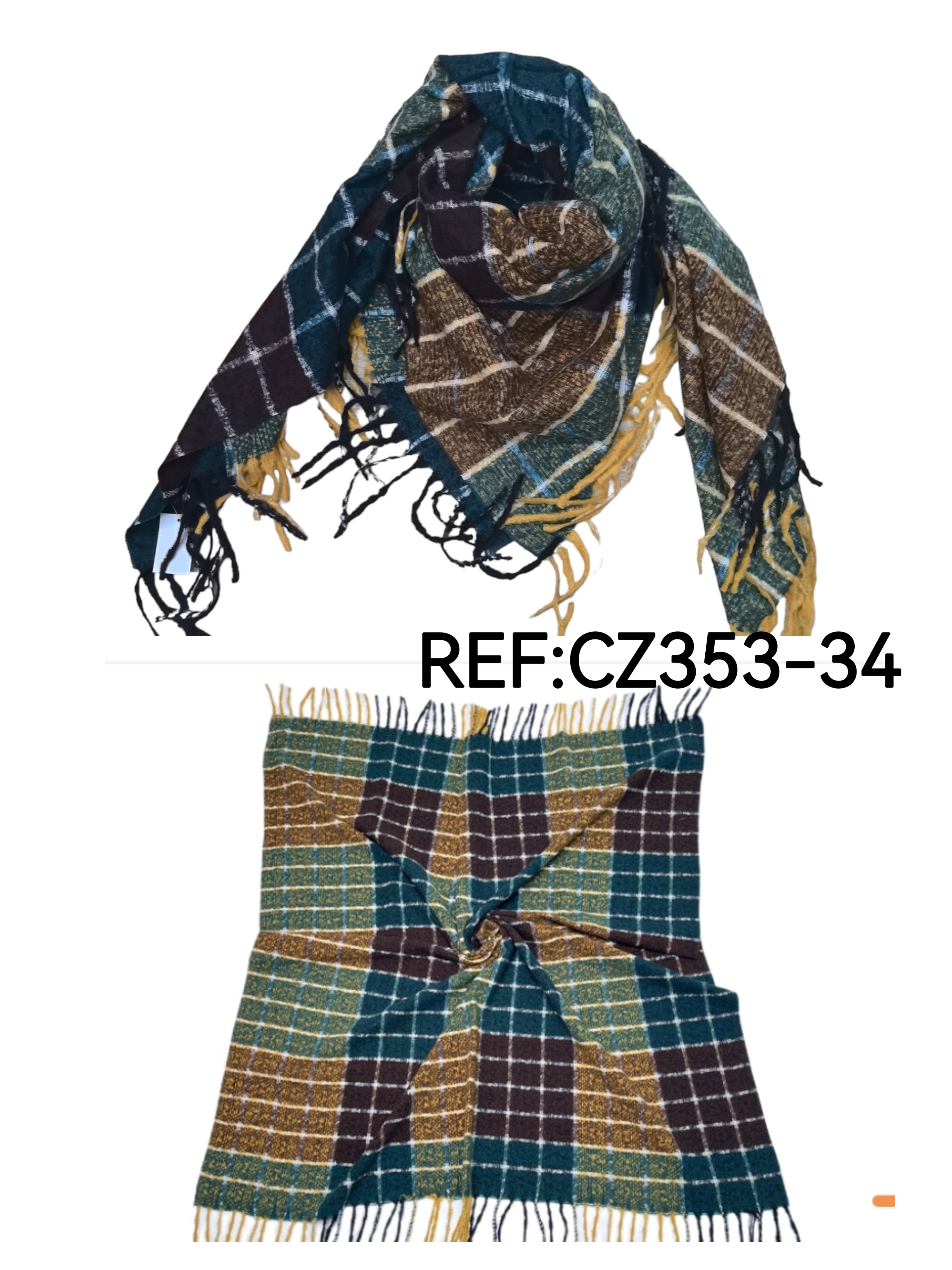Écharpe châle motif  carreaux (x10)#34