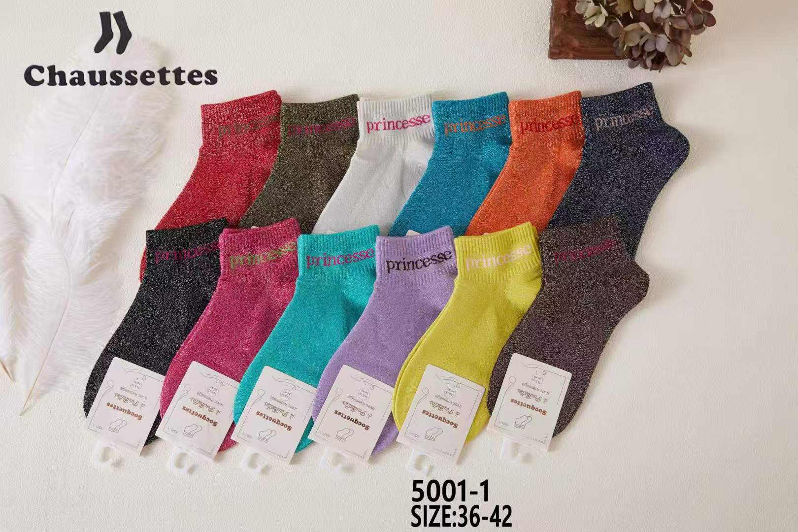 chaussette pailletee avec message(×12)5001