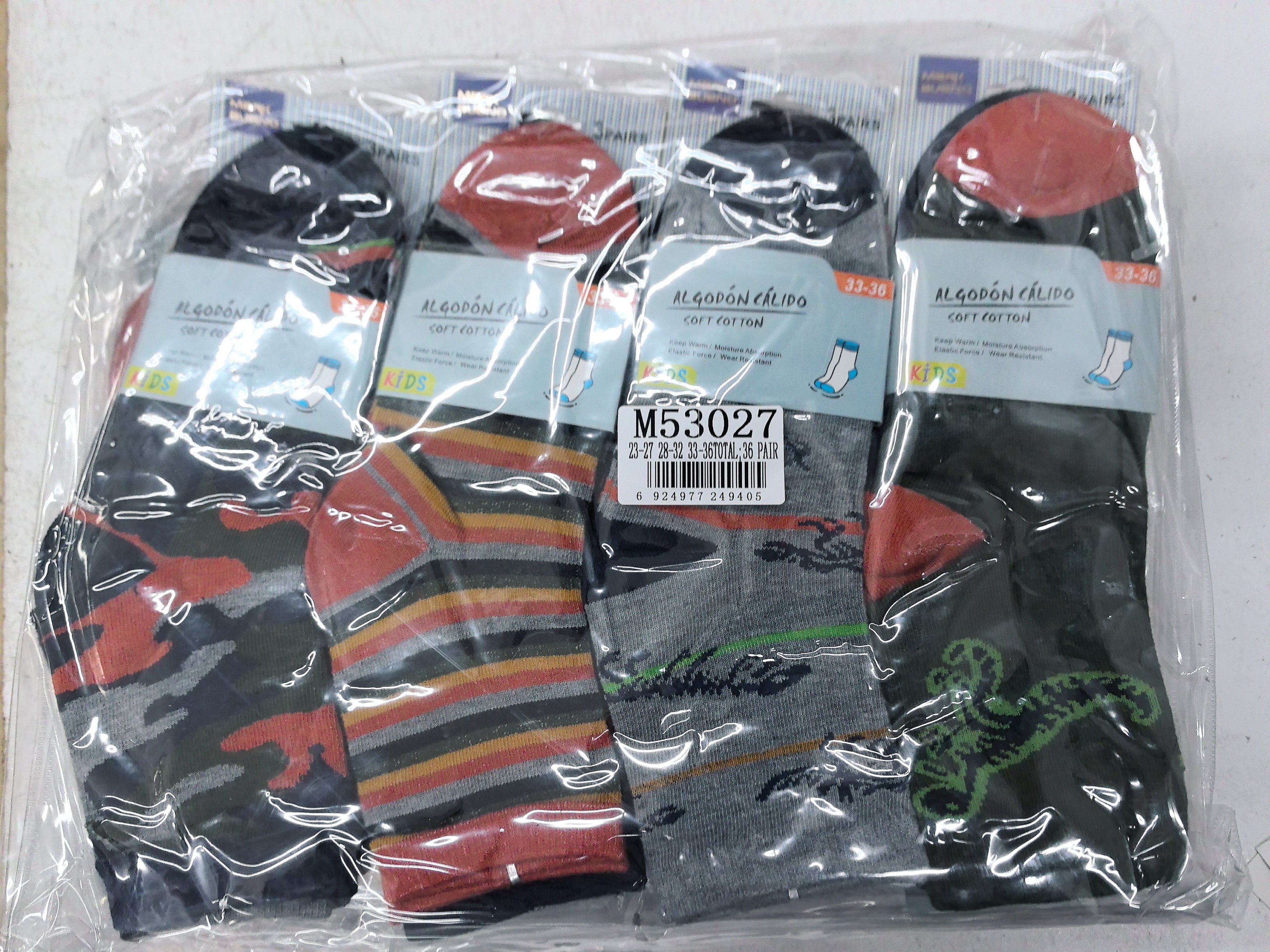 GARÇONS - Chaussettes coton 3 Tailles mélangées  T23-27/28/33/33-35(x36)