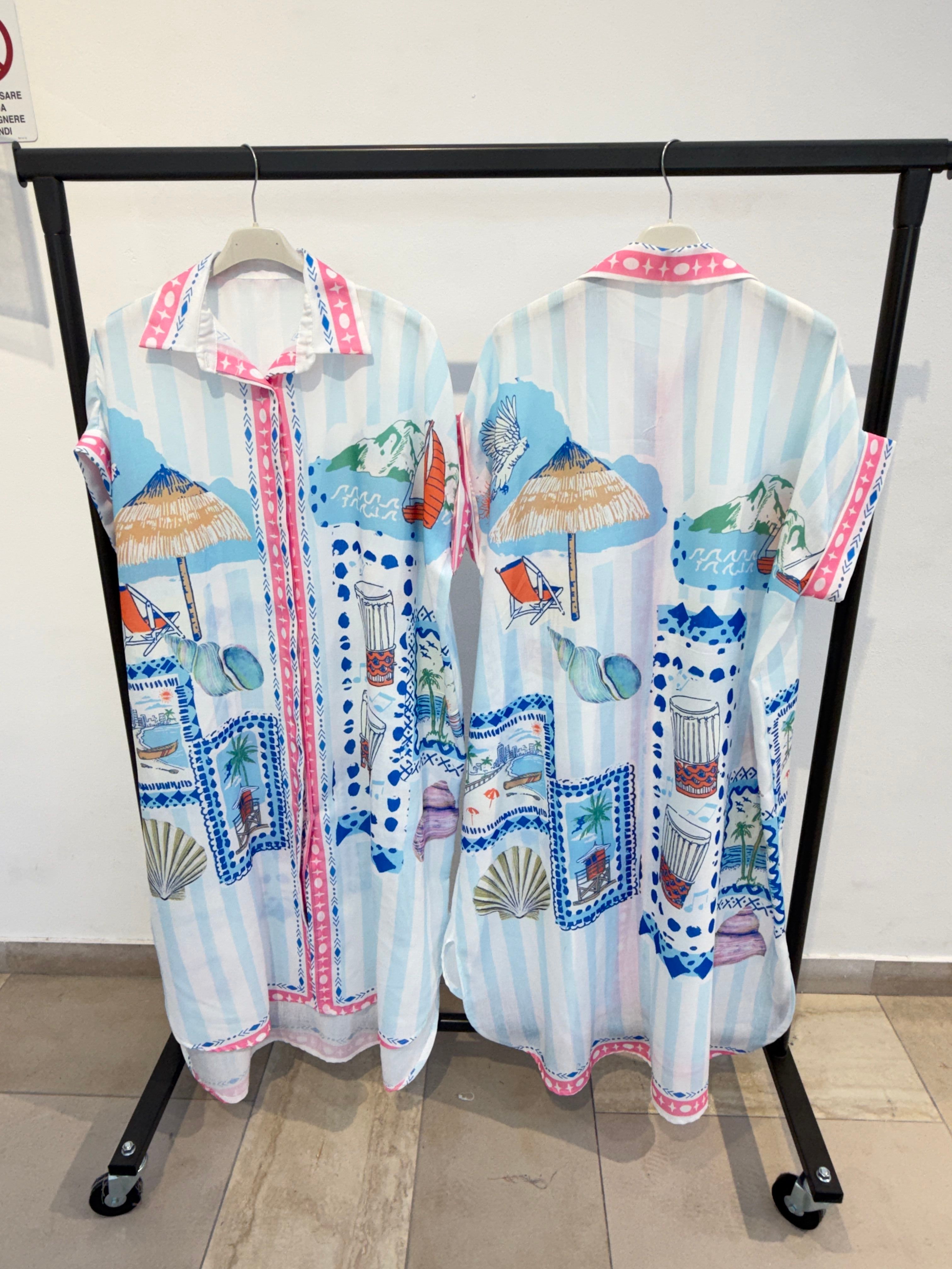 Robe Chemise Longue Imprimée Graphique OverSize (x4)