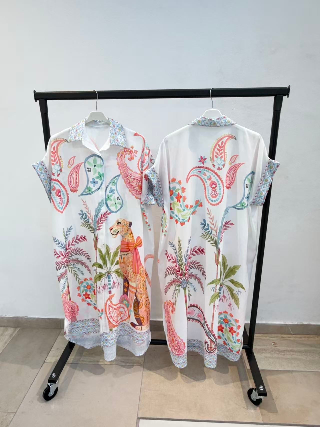 Robe Chemise Longue Imprimée Graphique OverSize (x4)