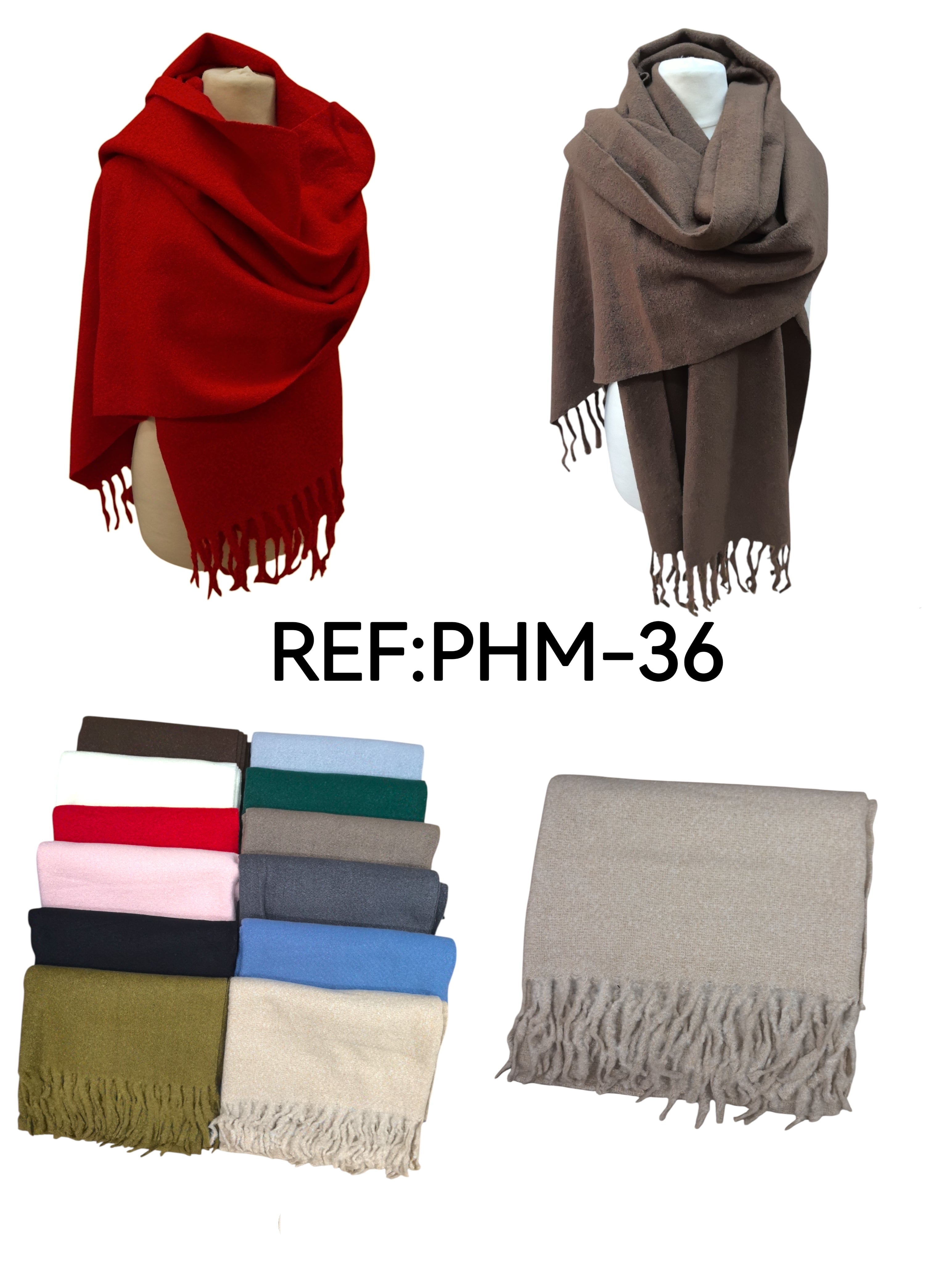 Écharpe châle couleur  unie (x12)#36