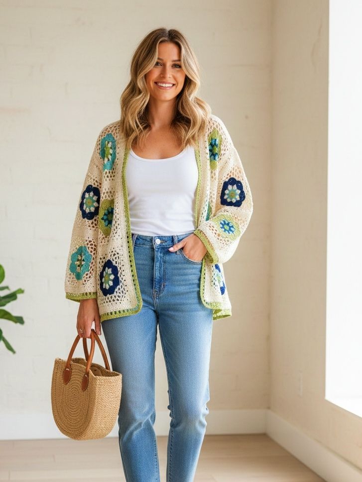 Gilet En Crochet
Style "Granny Square"(x6)
