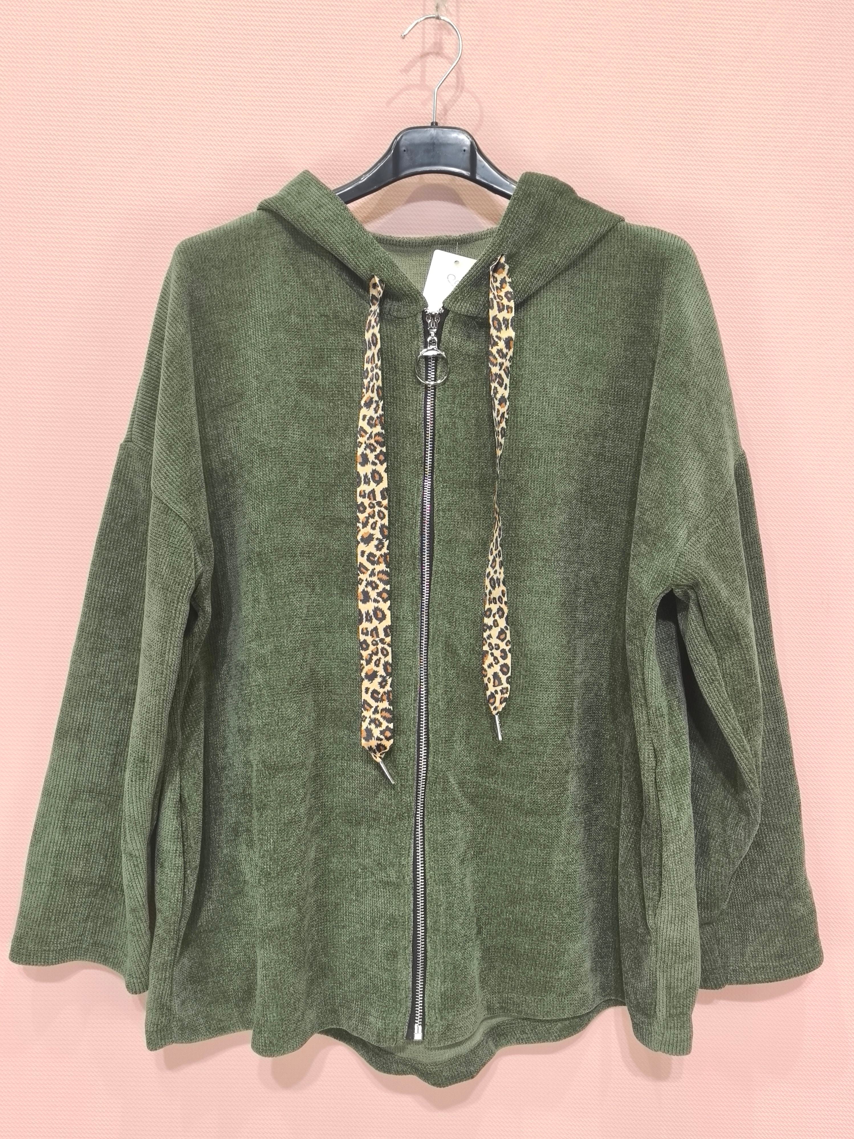 Gilet zippé à capuche velours Avec Deux Poches (x6)
