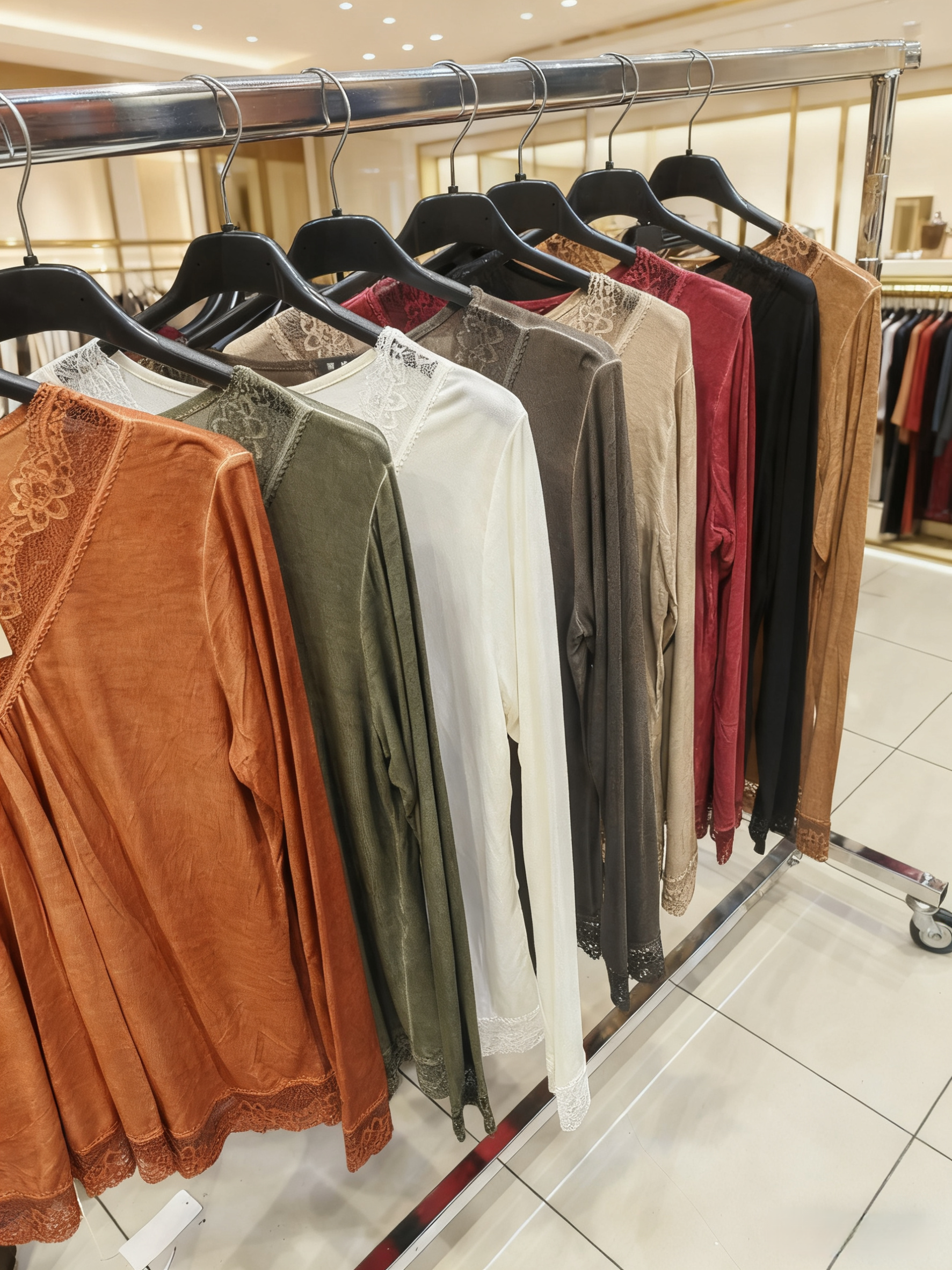 Sous Pull À Dentelle
Col V décorée de dentelle, avec finitions en dentelle aux poignets et à l’ourlet (×8)