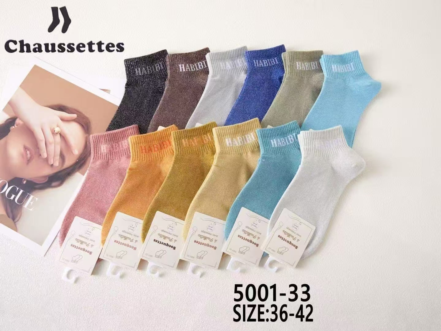 chaussette paillettes avec message(×12)5001