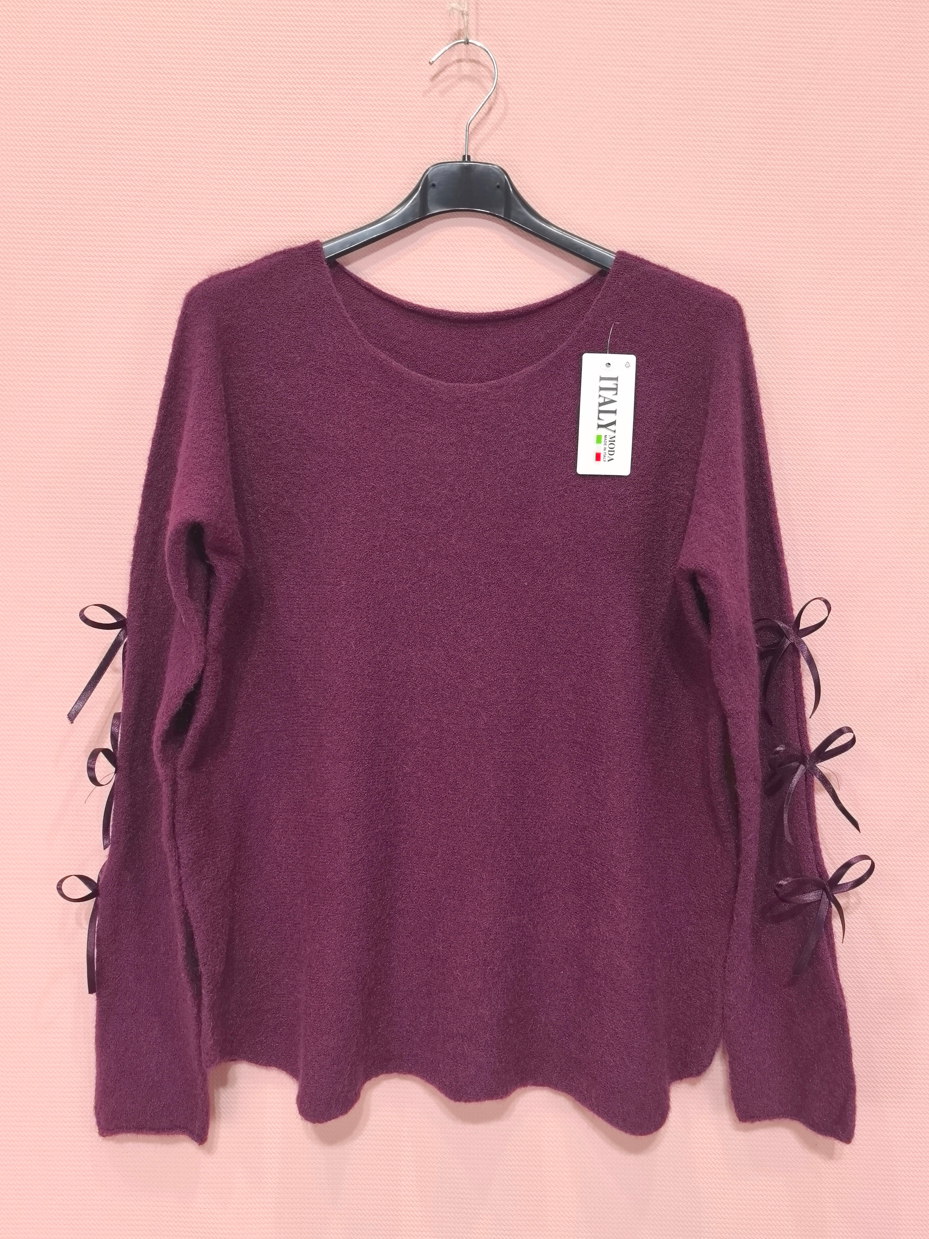 Pull avec nœuds satinés sur les manches （X8）