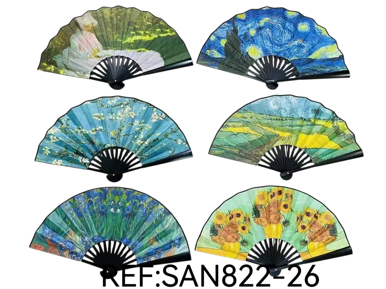 Éventails motif fleur double face (x12)#26