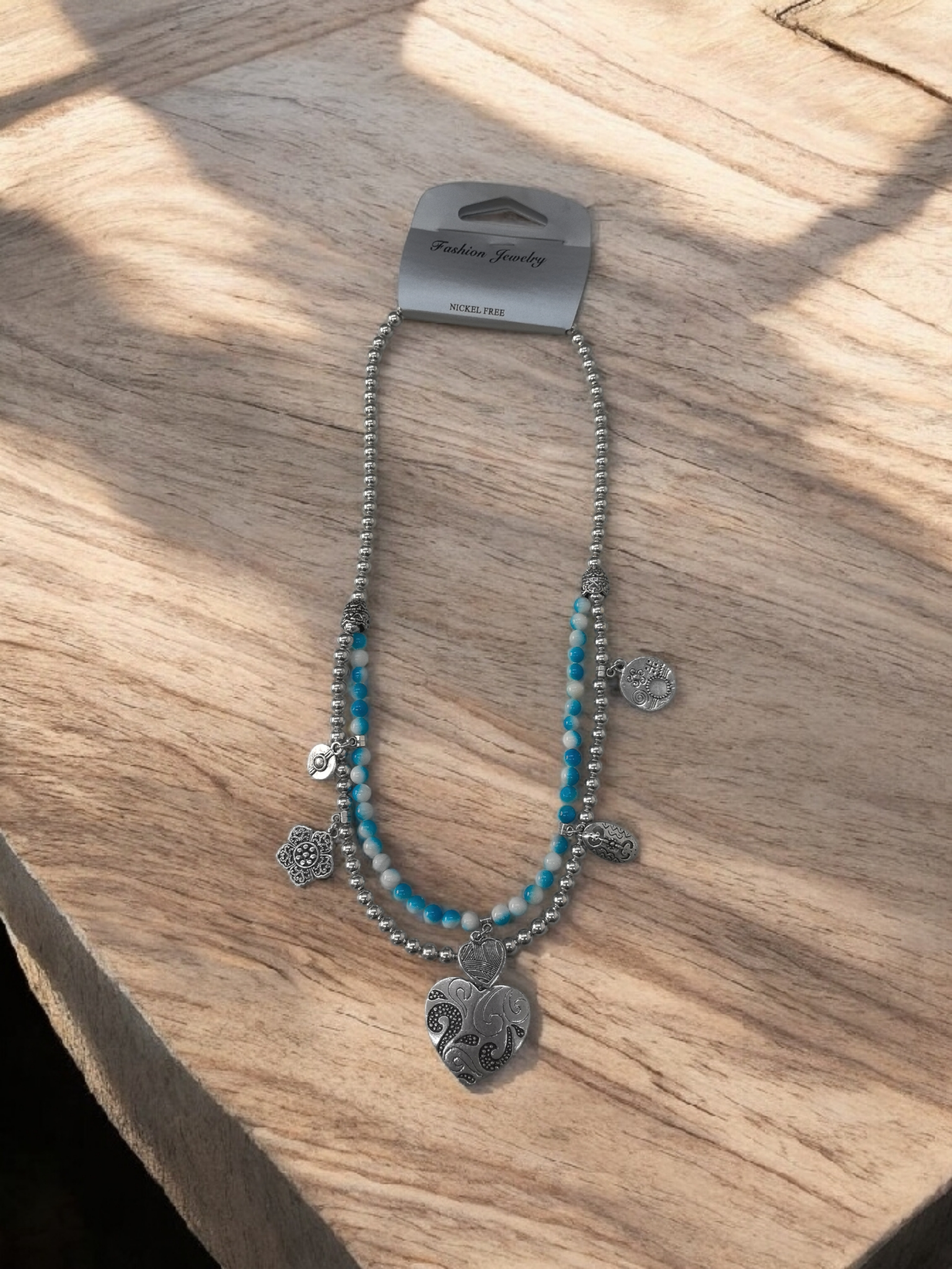 Collier sautoir fantaisie double (x4)