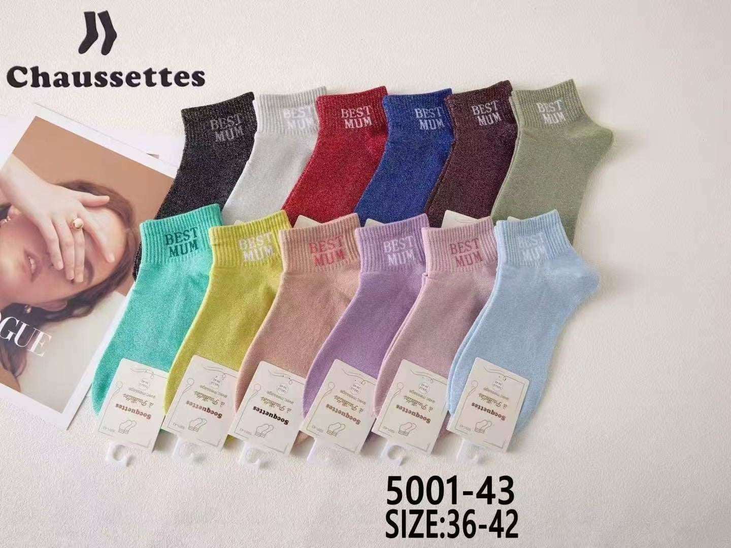 chaussette pailletee avec message(×12)#43