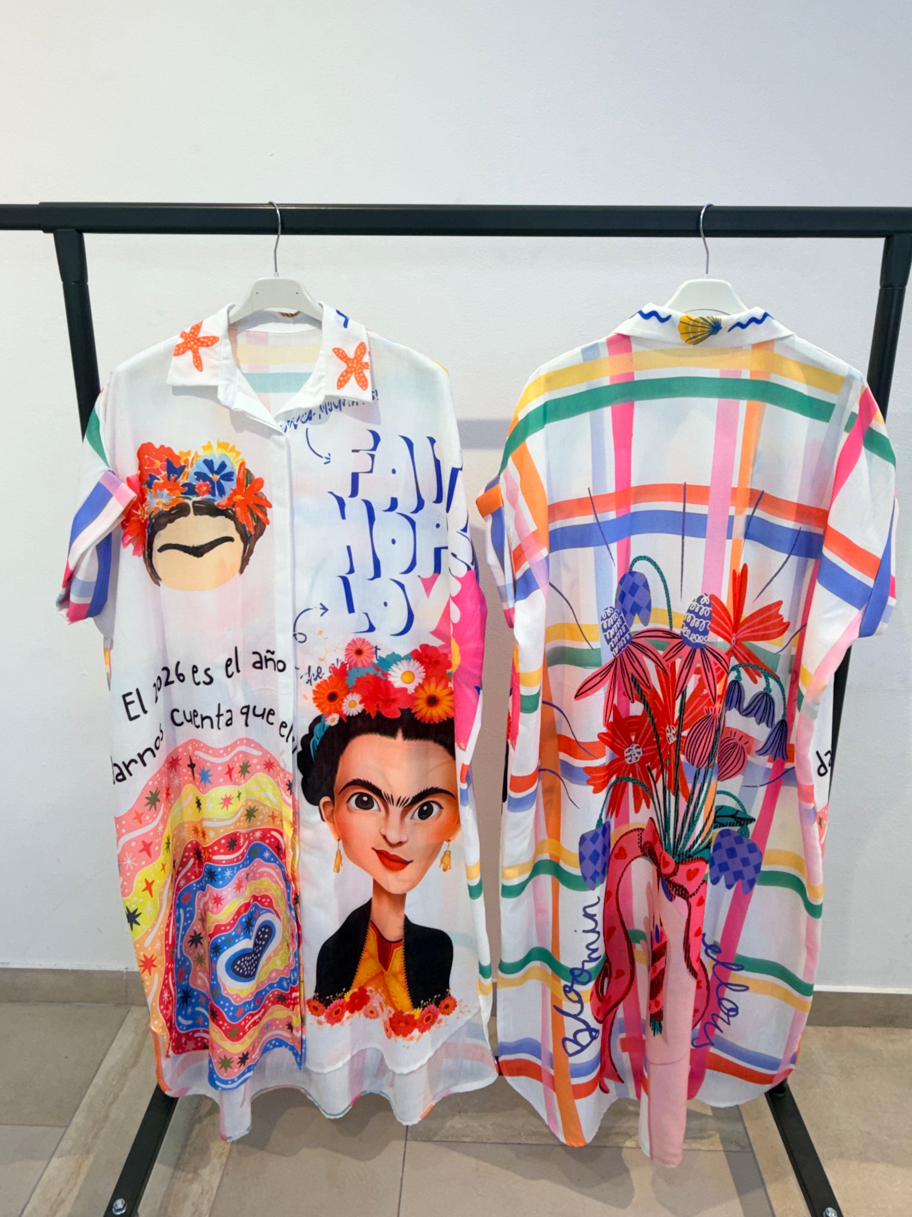 Robe Chemise Longue Imprimée Graphique (x4)