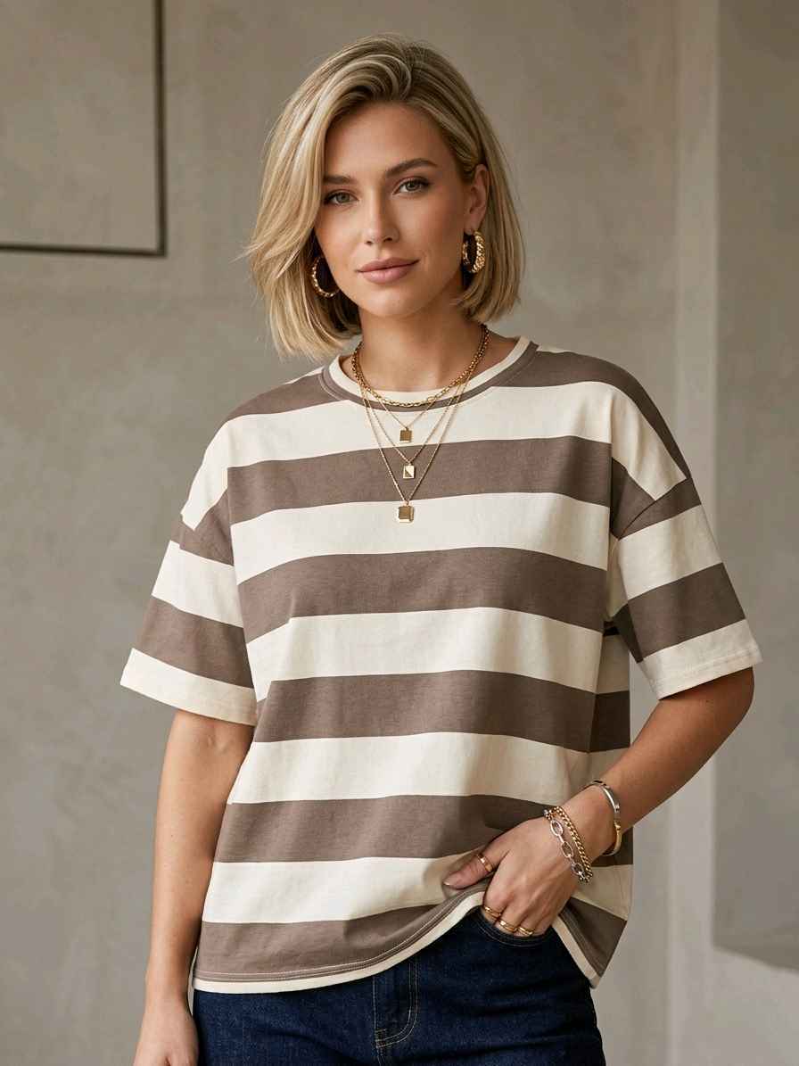 T-shirt OverSize À Rayures