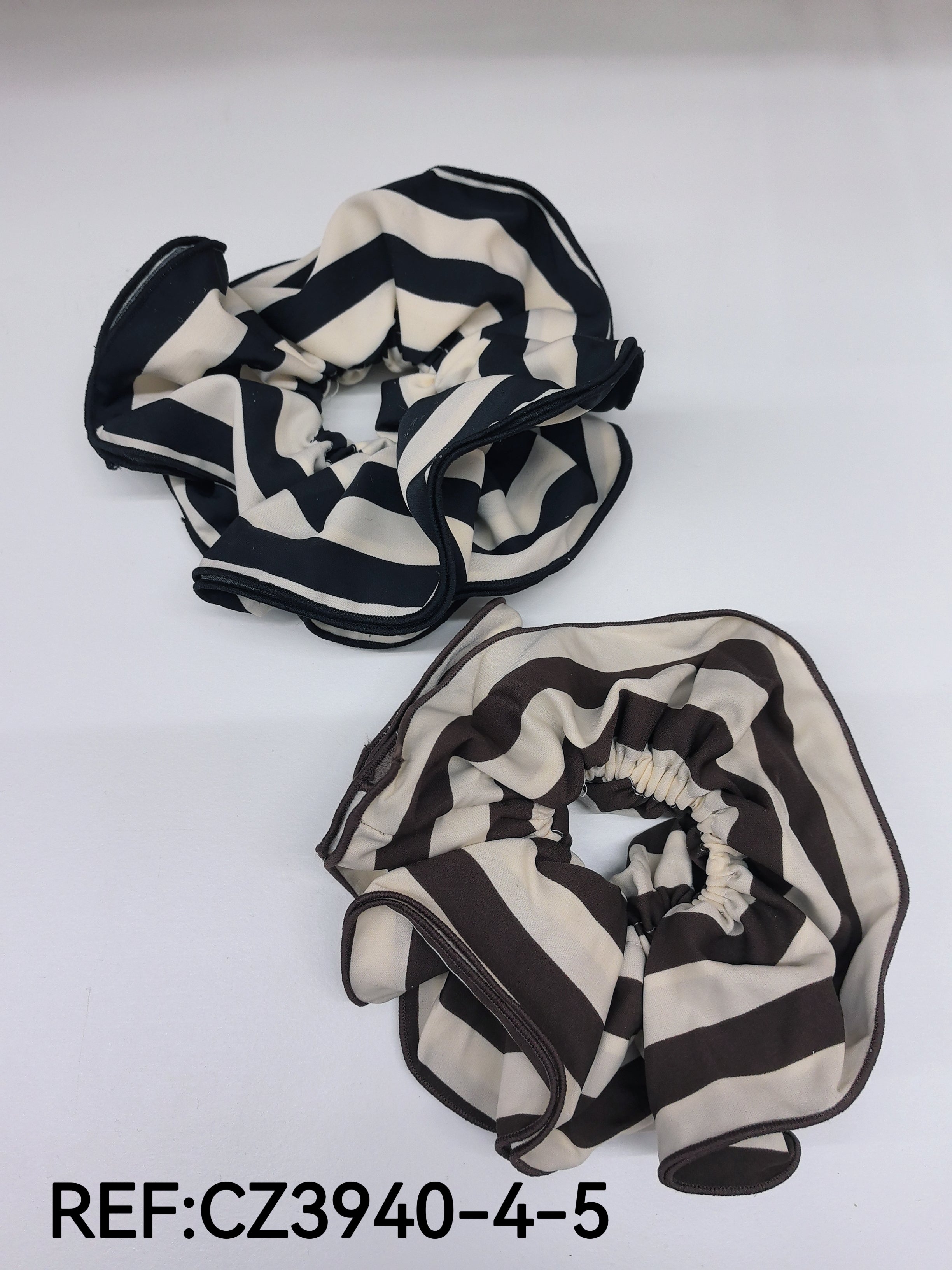 Chouchou à cheveux reyé double épaisseur (x12)