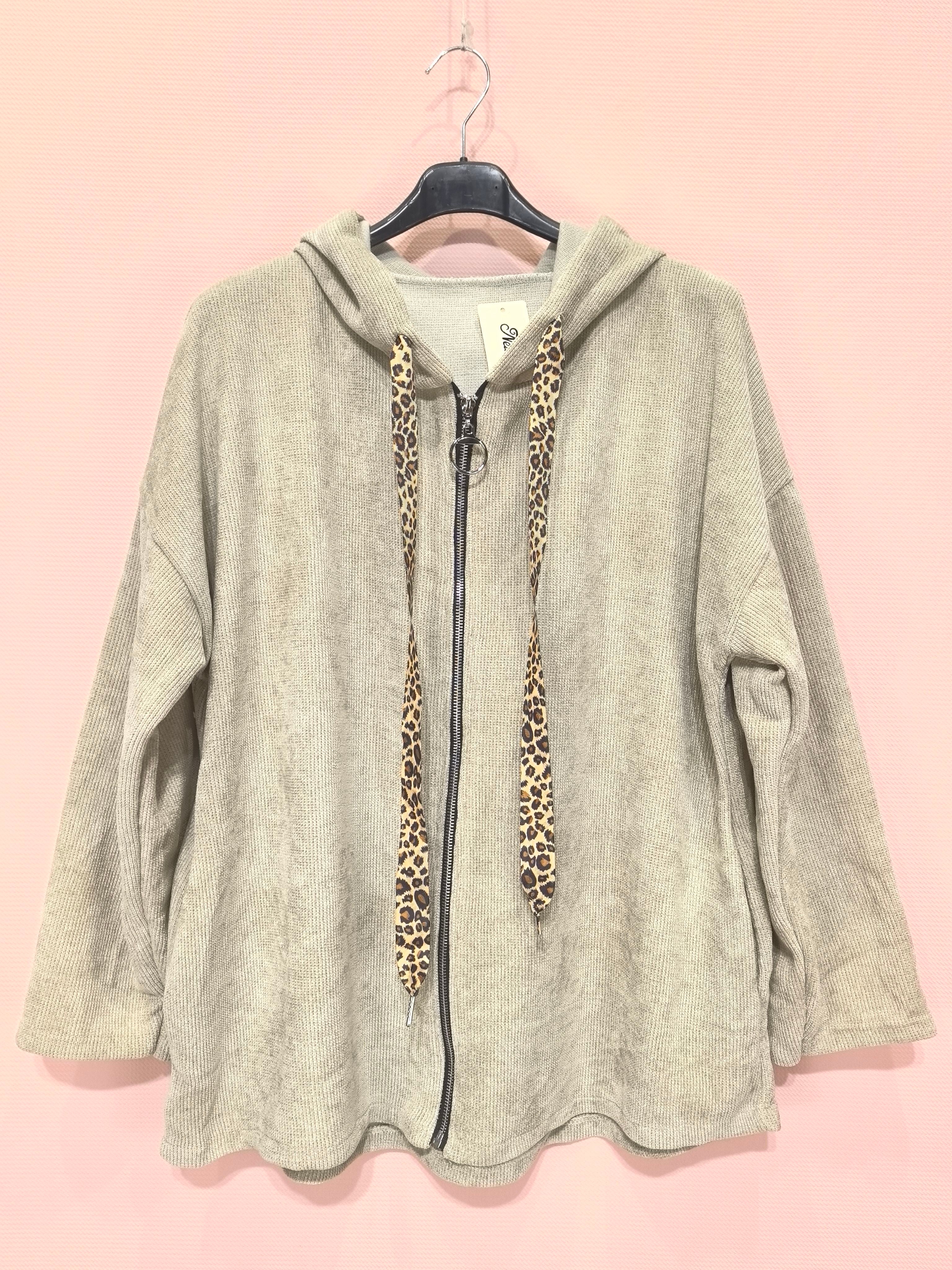 Gilet zippé à capuche velours Avec Deux Poches（X6）