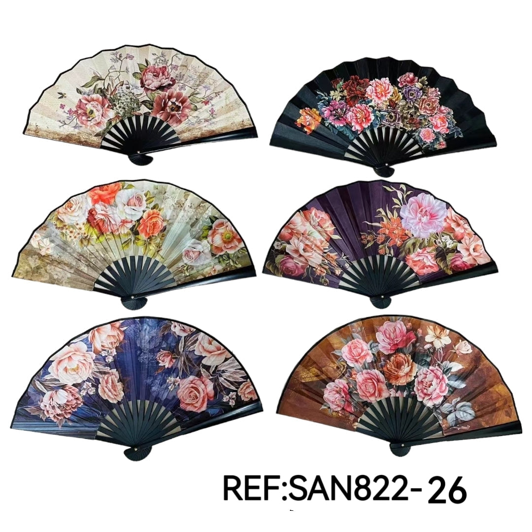 Éventails motif fleur double face (x12)#25