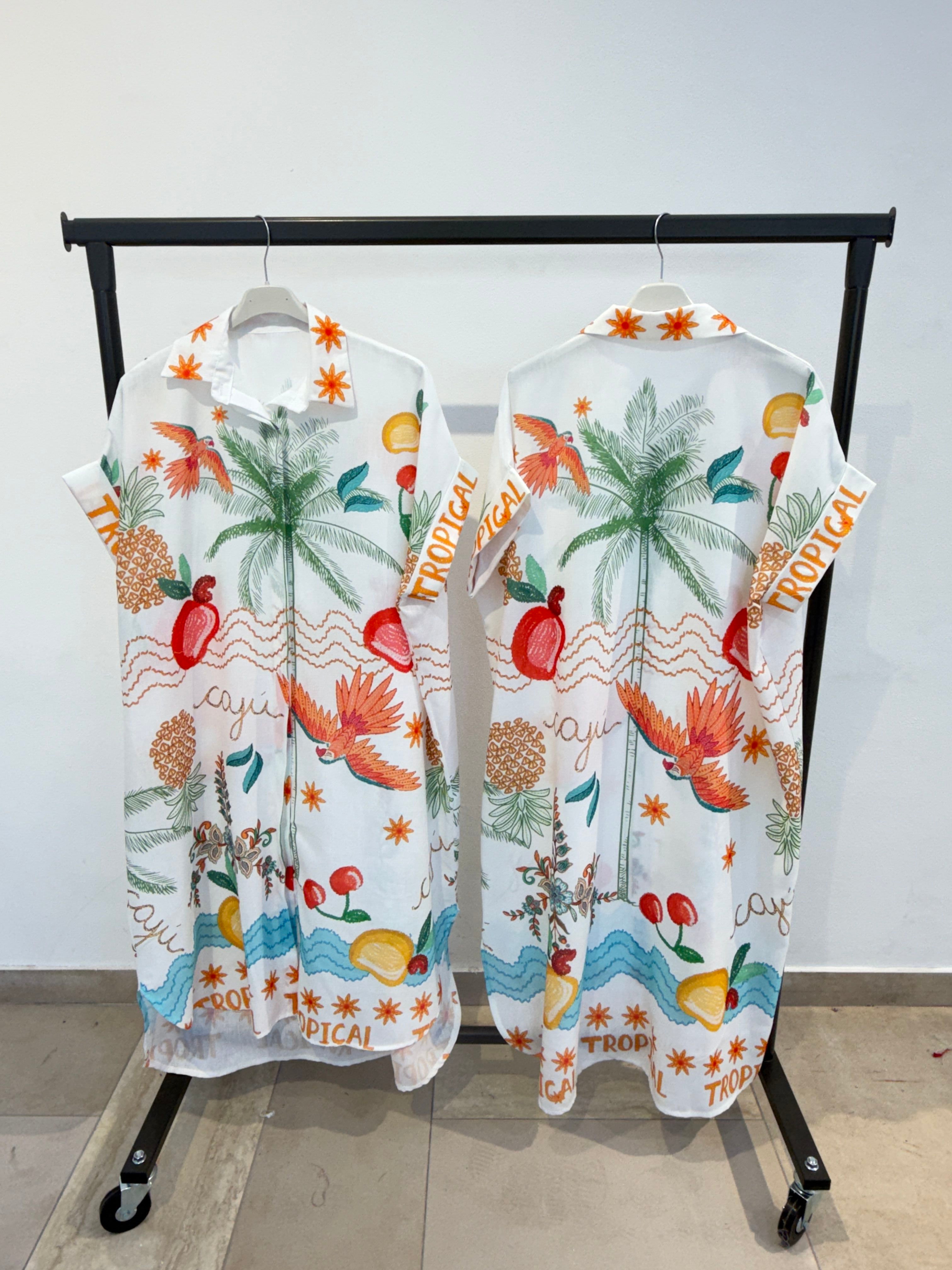 Robe Chemise Longue Imprimée Graphique OverSize (x4)