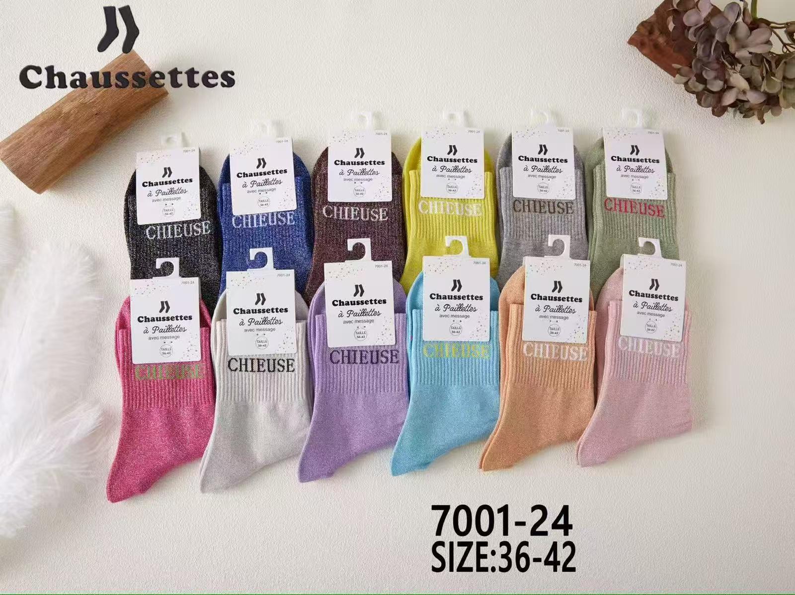 chaussette pailletee avec message(×12)#24