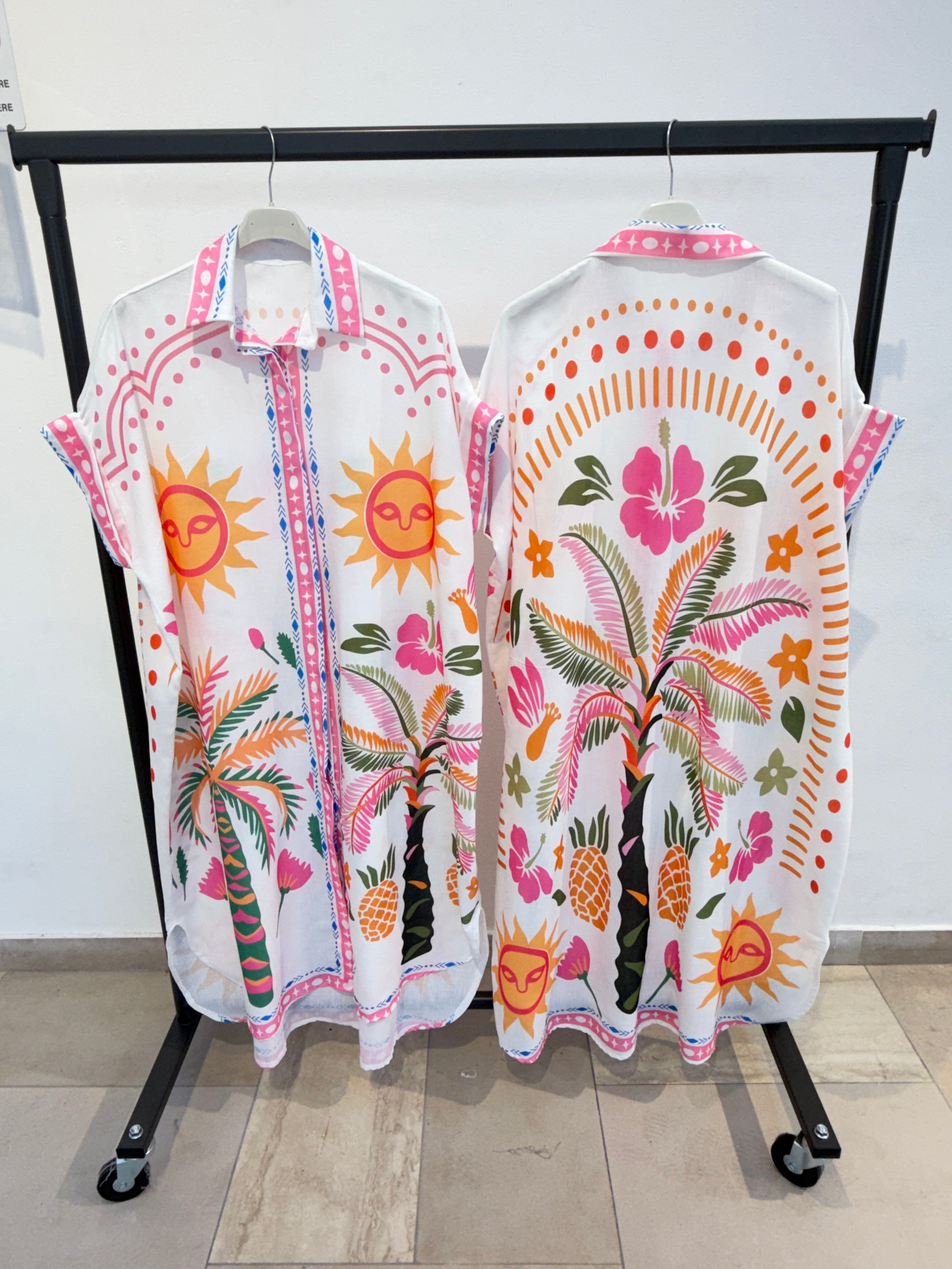 Robe Chemise Longue Imprimée Graphique OverSize (x4)