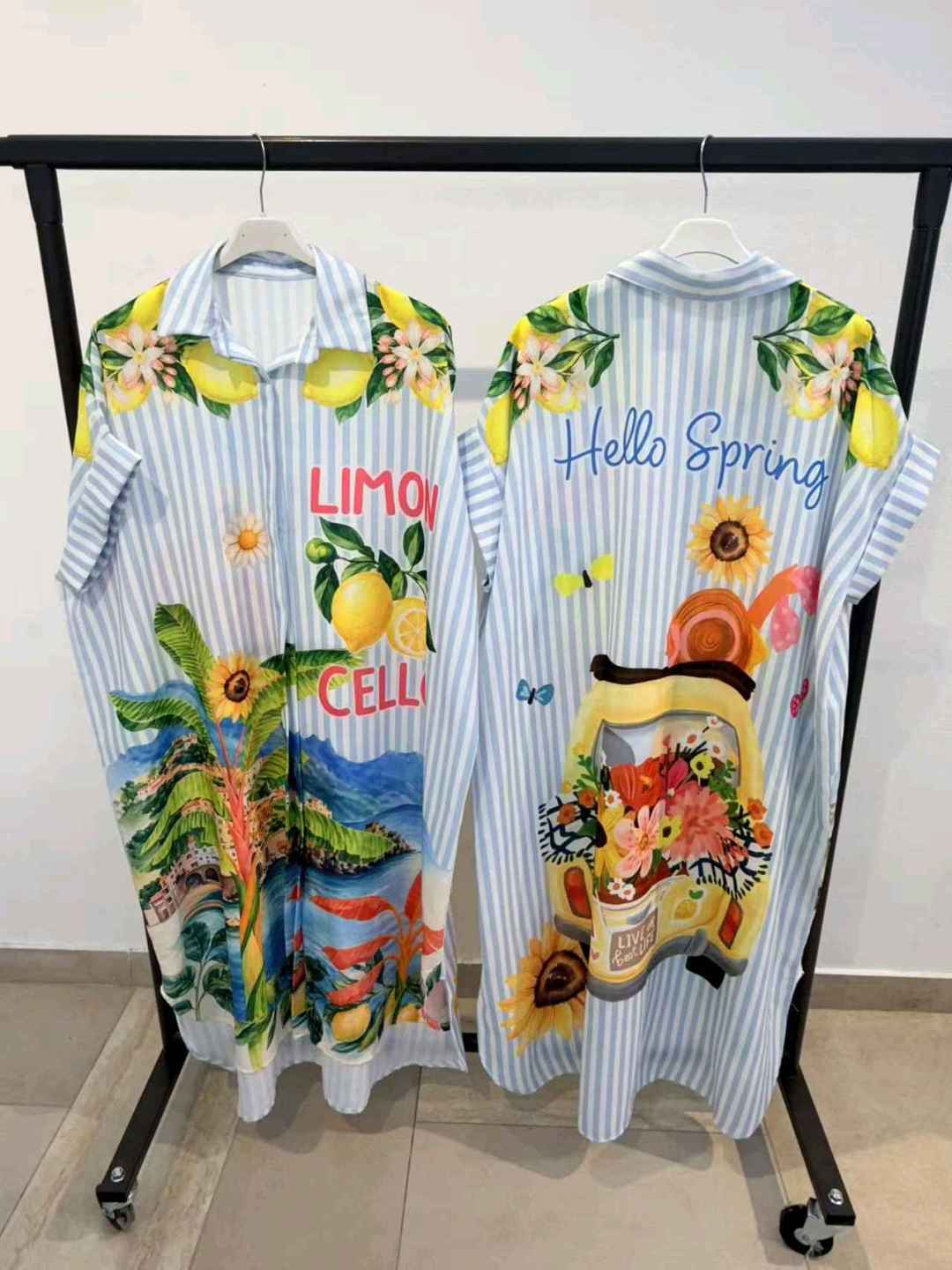 Robe Chemise Longue Imprimée Graphique (x4)