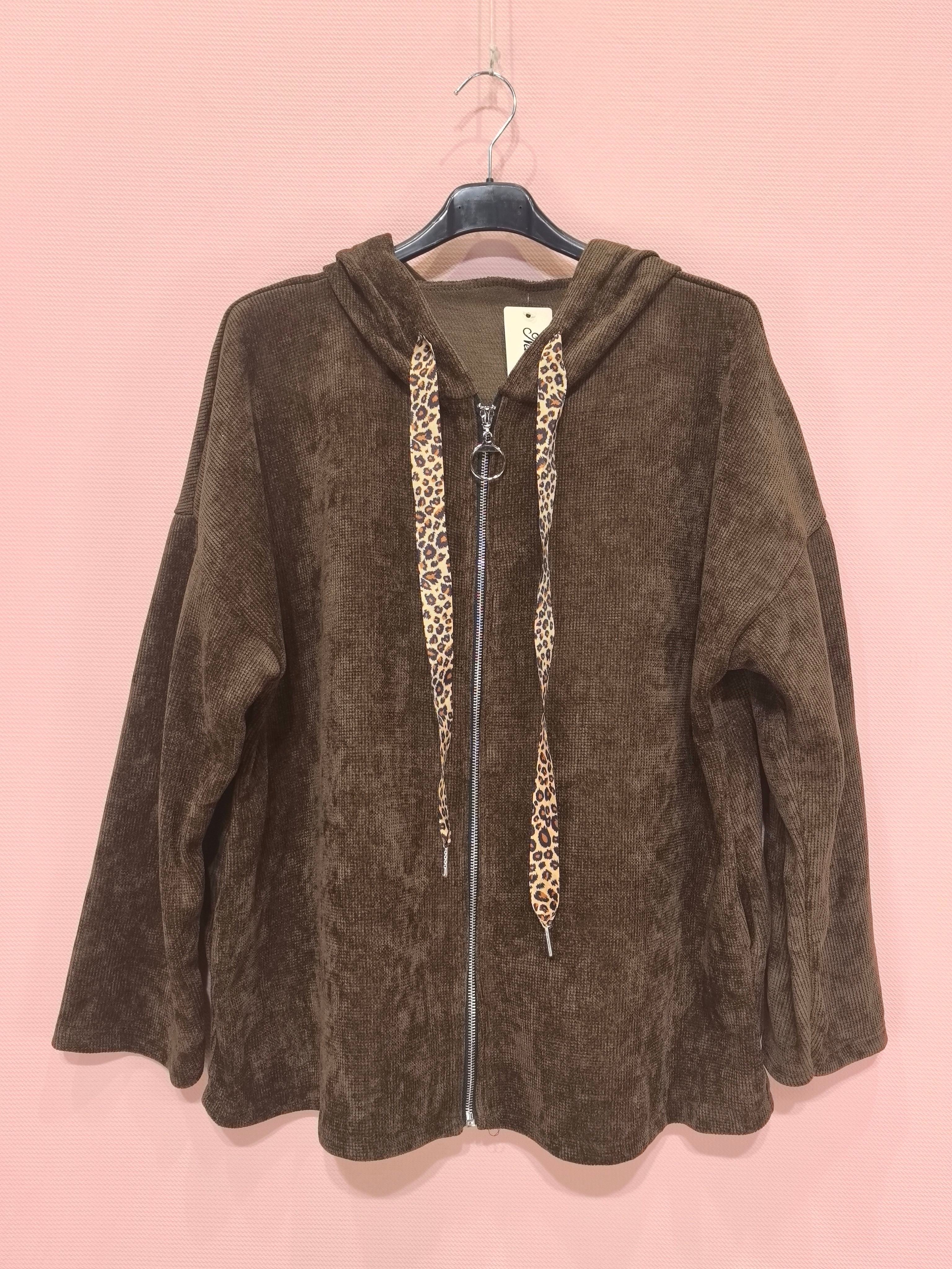 Gilet zippé à capuche velours Avec Deux Poches（X6）