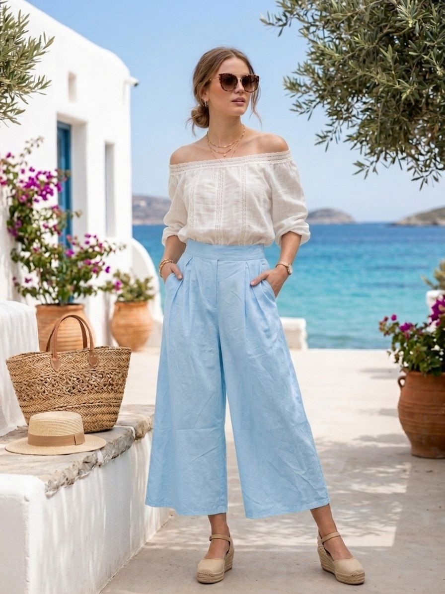 Pantalon Culotte Taille Haute (x8)