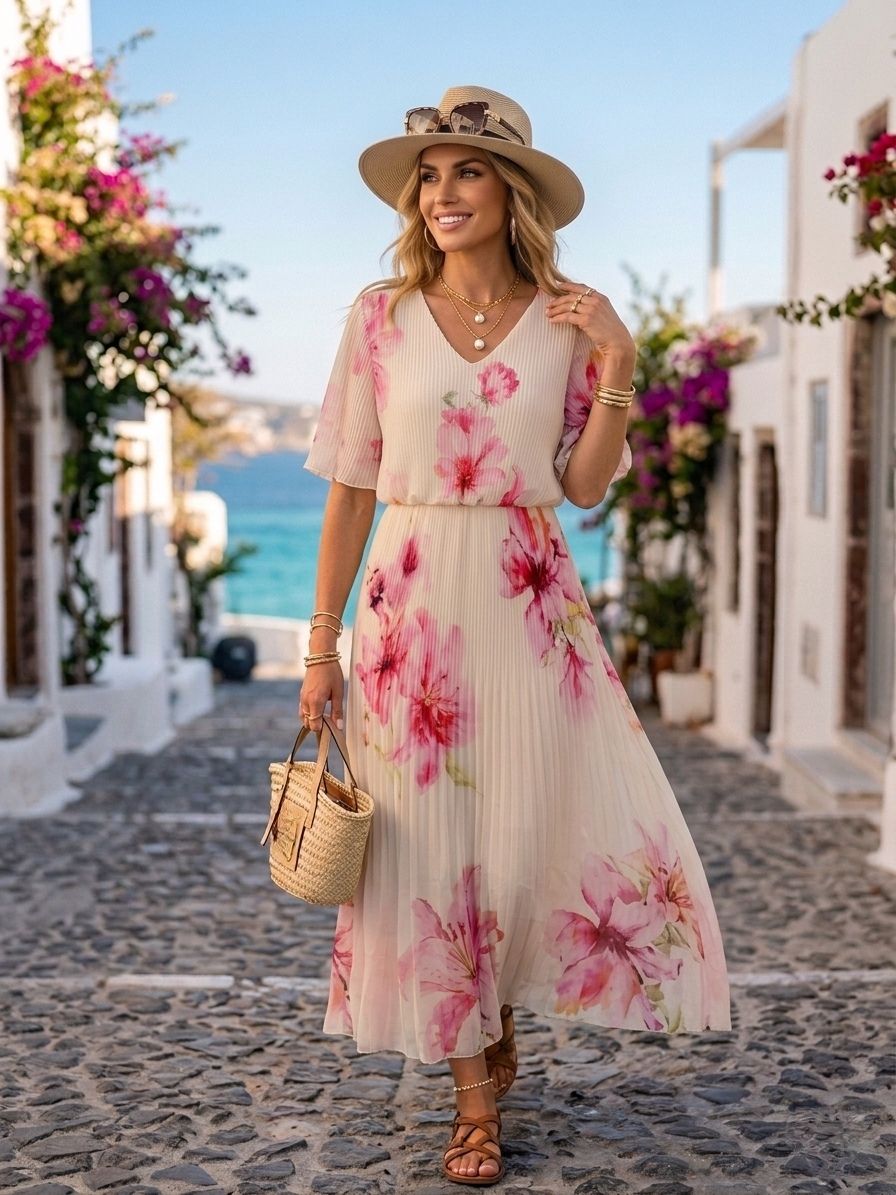 Robe Plissé Imprimée (x4)