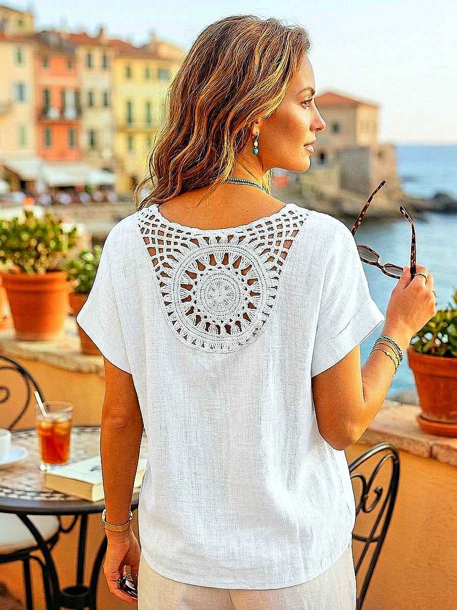 Blouse Avec Dos En Crochet Artisanal(x8)