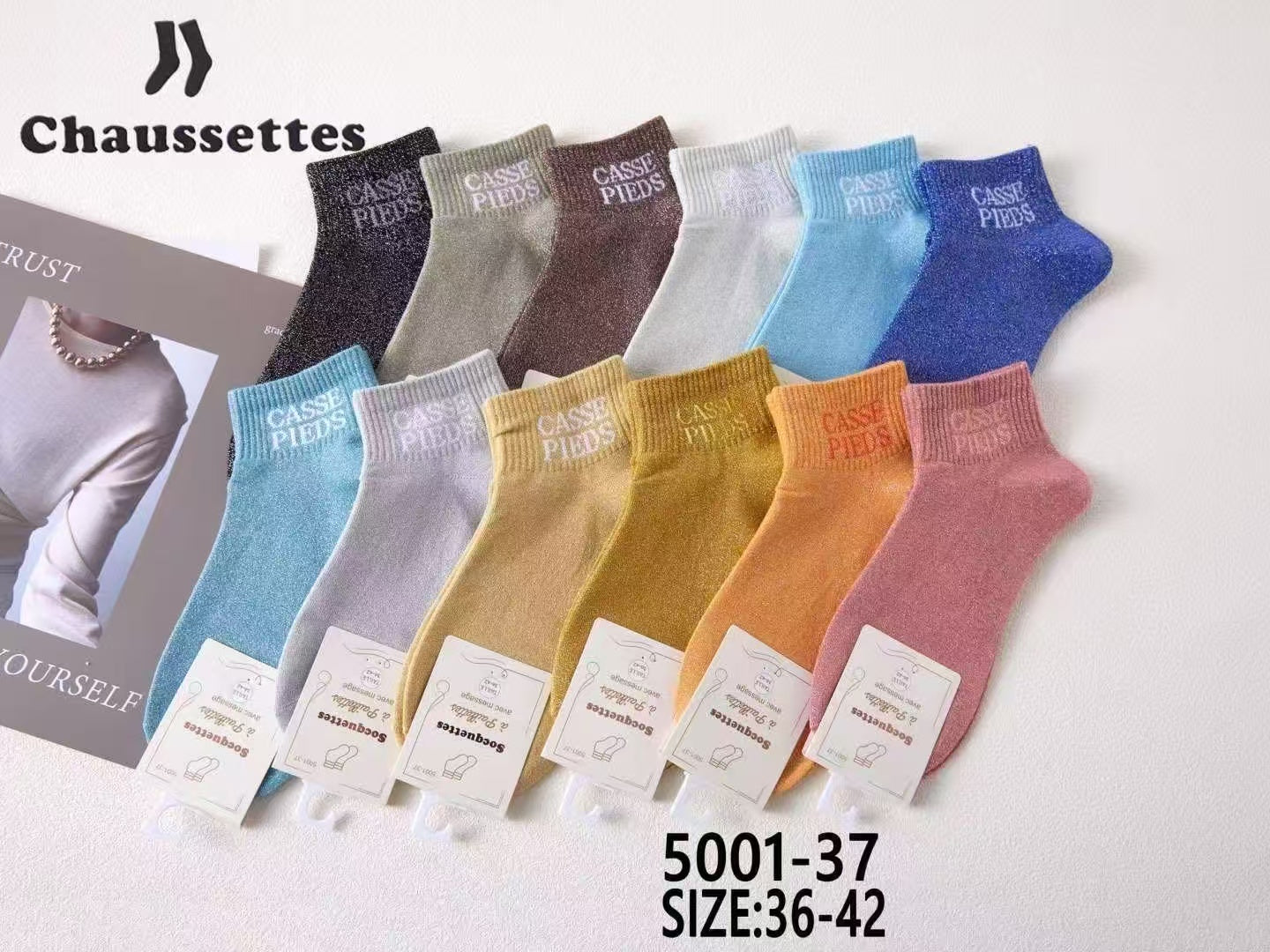 chaussette pailletee avec message(×12)#37