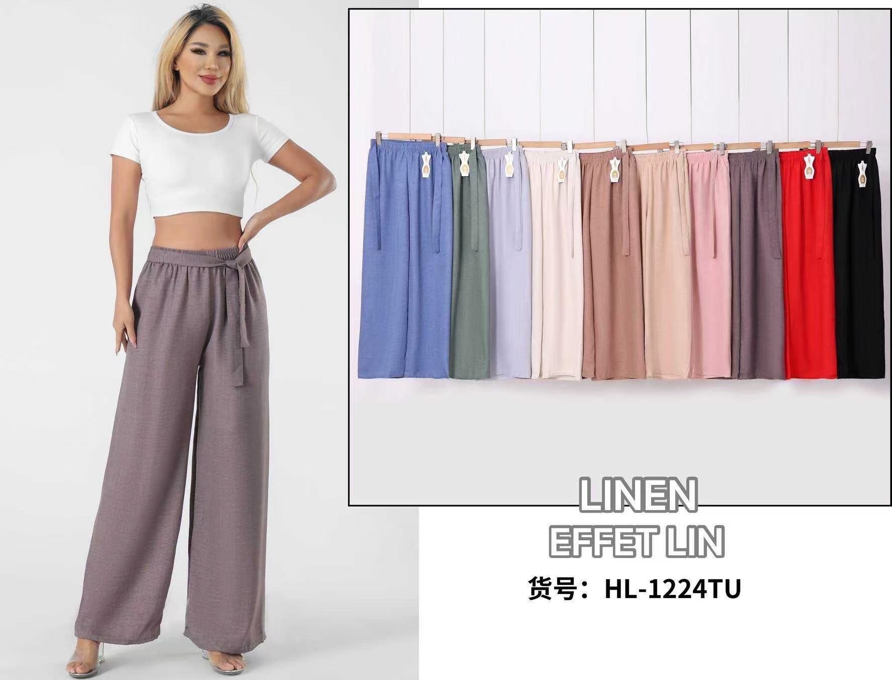 Pantalon fluide droit uni (x12)#1224