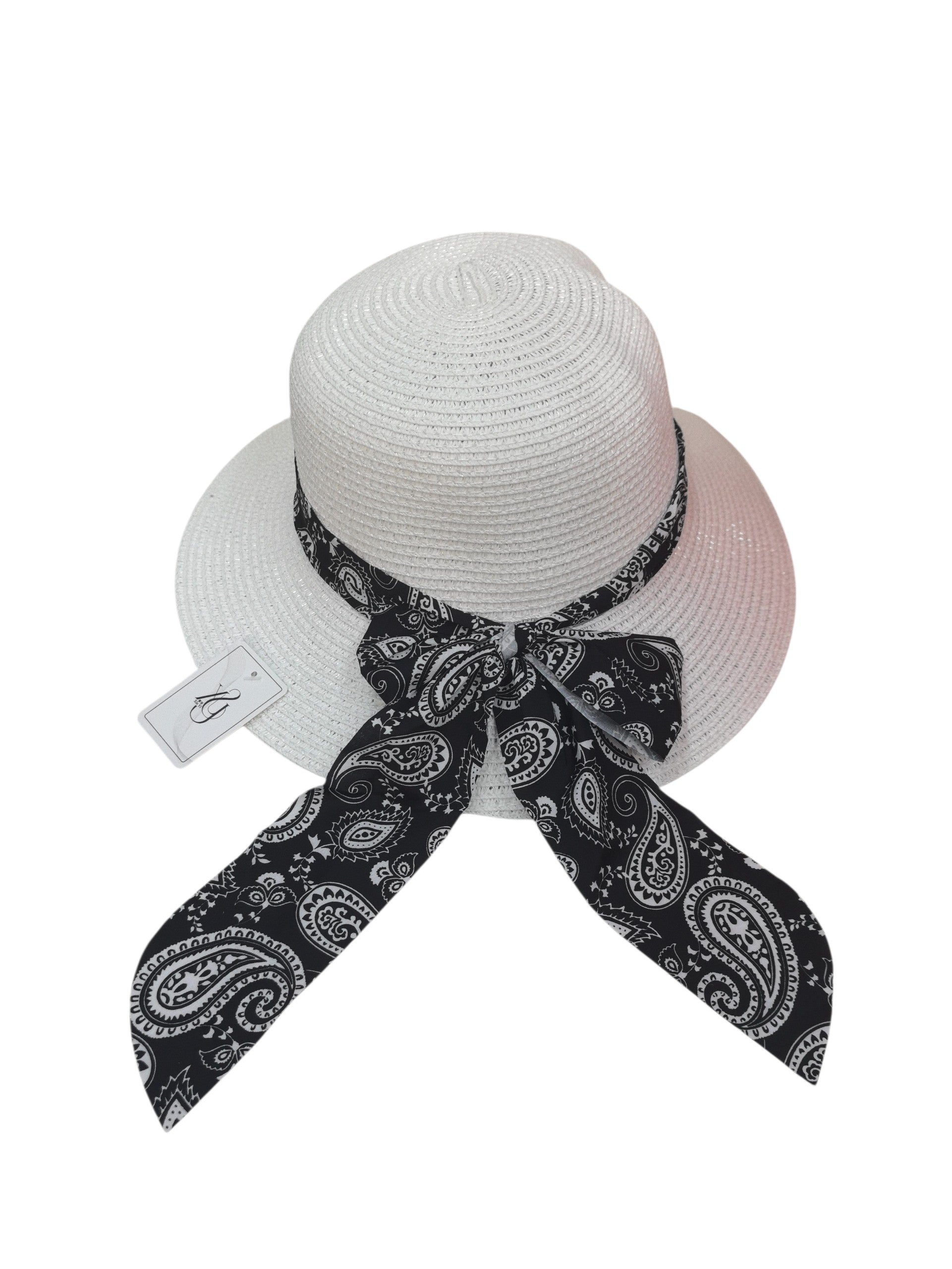 Chapeau paille ruban motif Paisley(x12)#08
