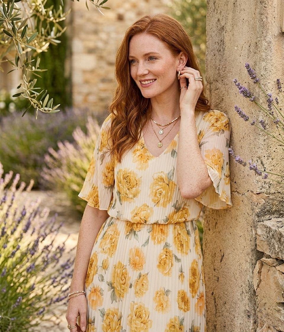 Robe Plissé Imprimée (x6）