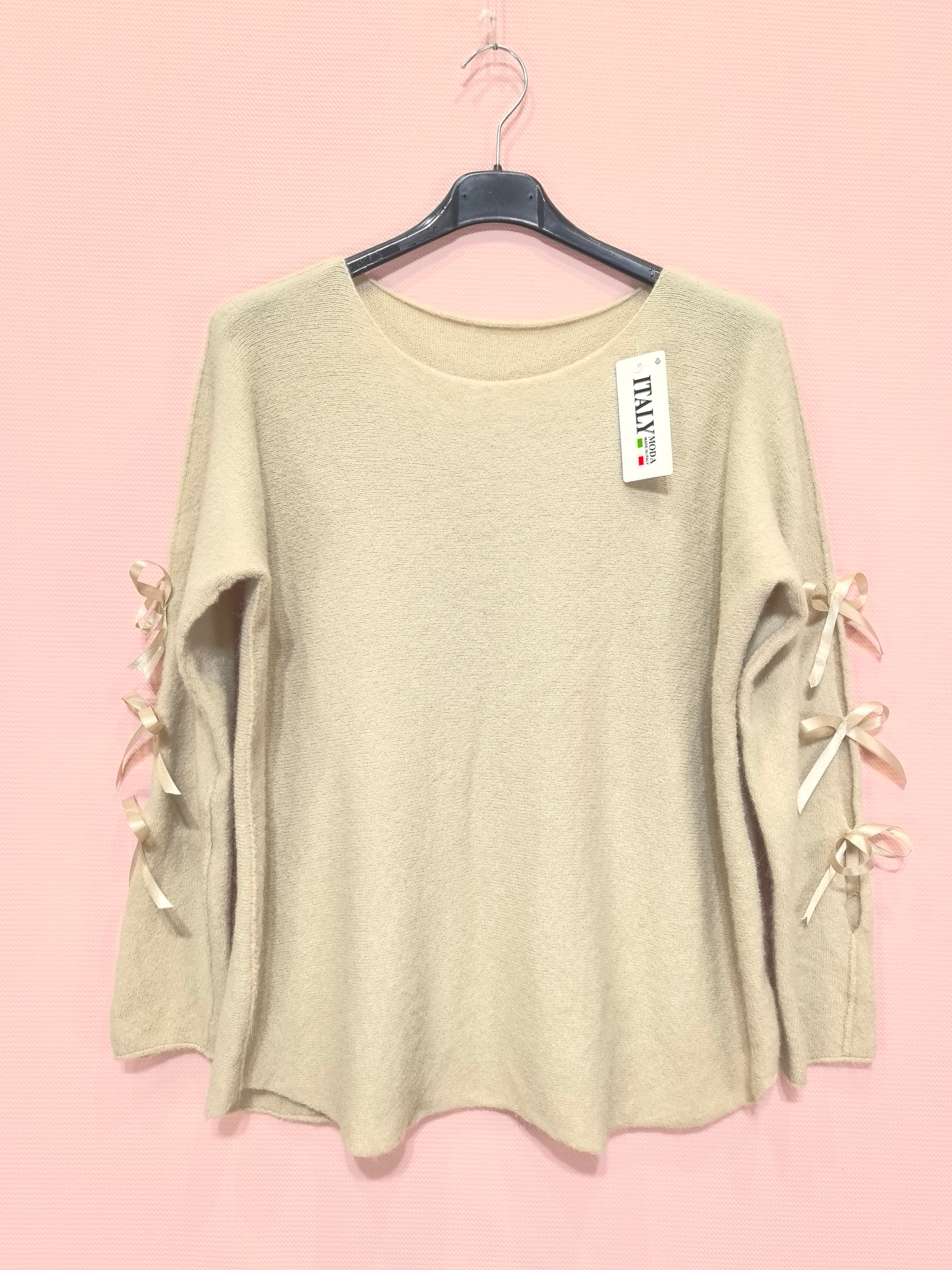 Pull avec nœuds satinés sur les manches （X8）