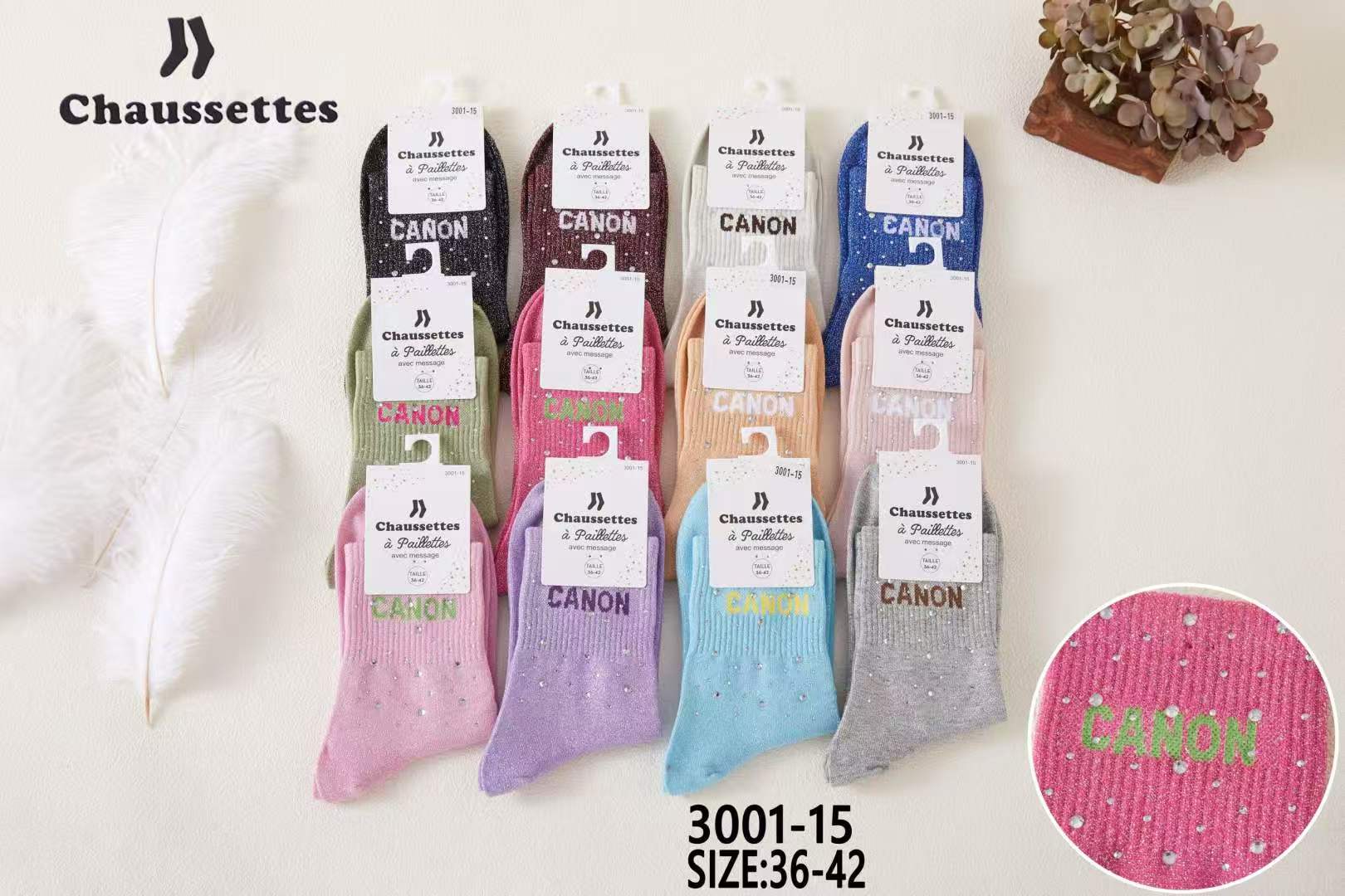 chaussette pailletee avec message(×12)3001