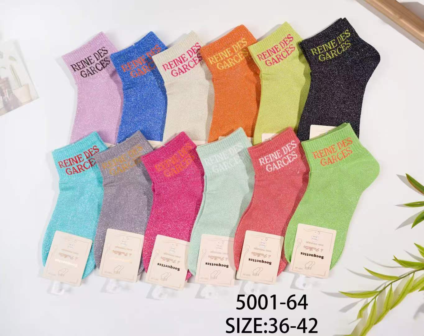 chaussette pailletee avec message(×12)#64