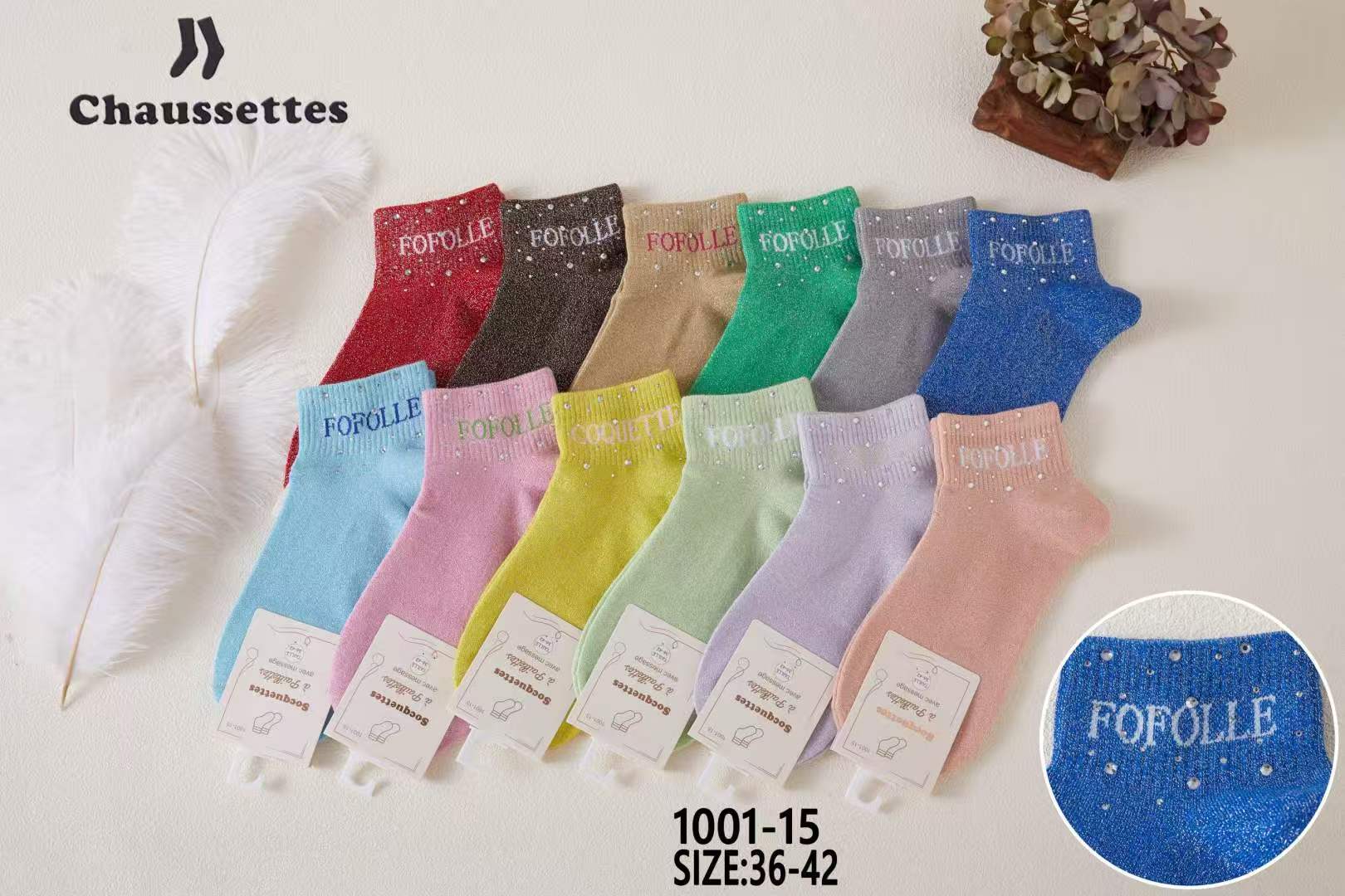 chaussette pailletee avec message(×12)1001