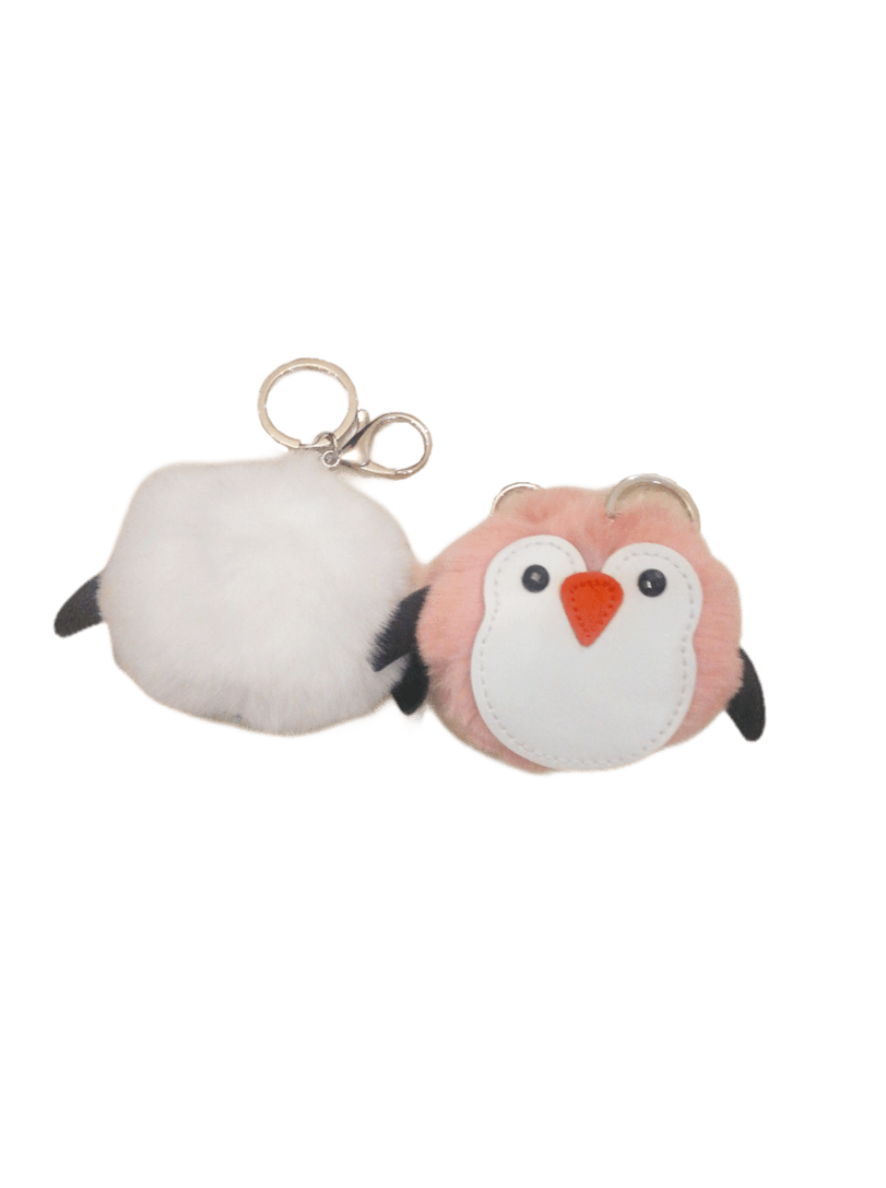 LOT DE 12 - Porte-clé pingouin pompon fourrure       1,80€/unité | Grossiste-pro