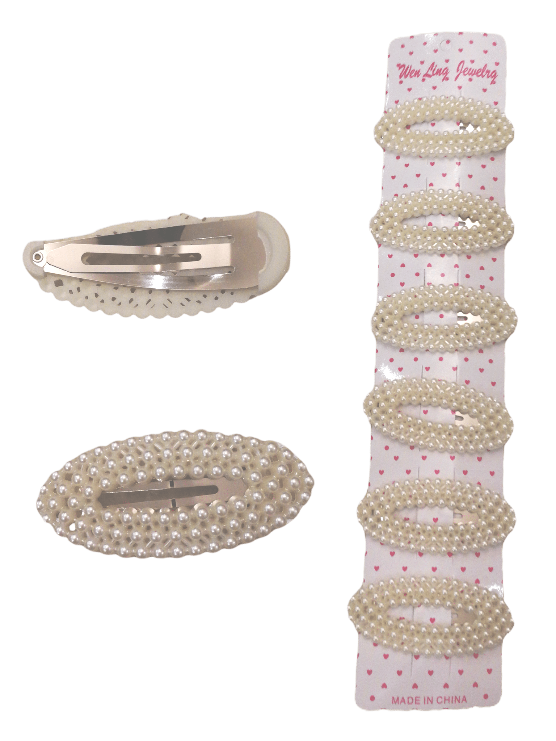 LOT DE 12 - Barrettes Pinces perles ovale   0,67€/unité | Grossiste-pro