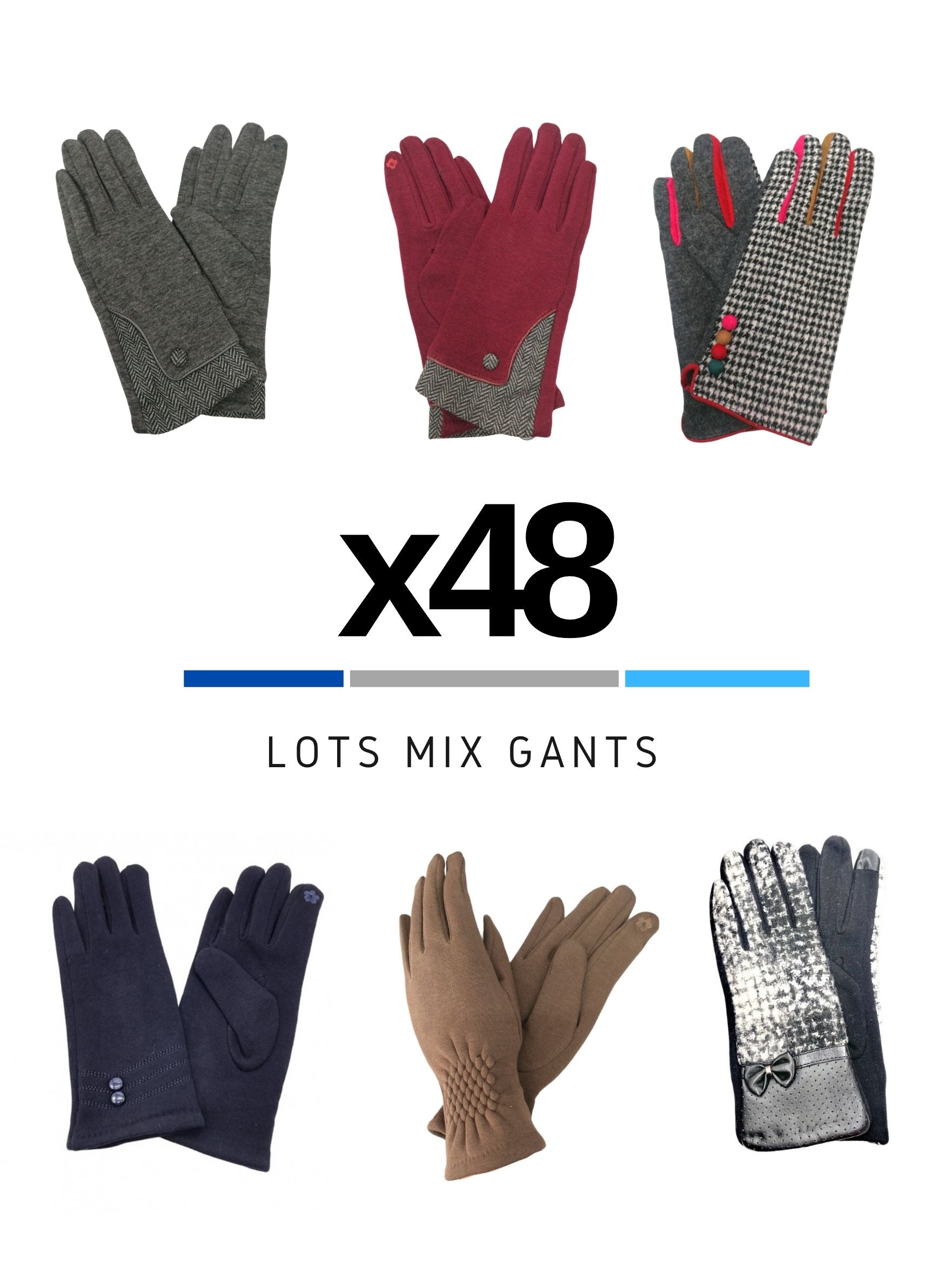 MAXI-LOT Mix gants mélangés (x48)