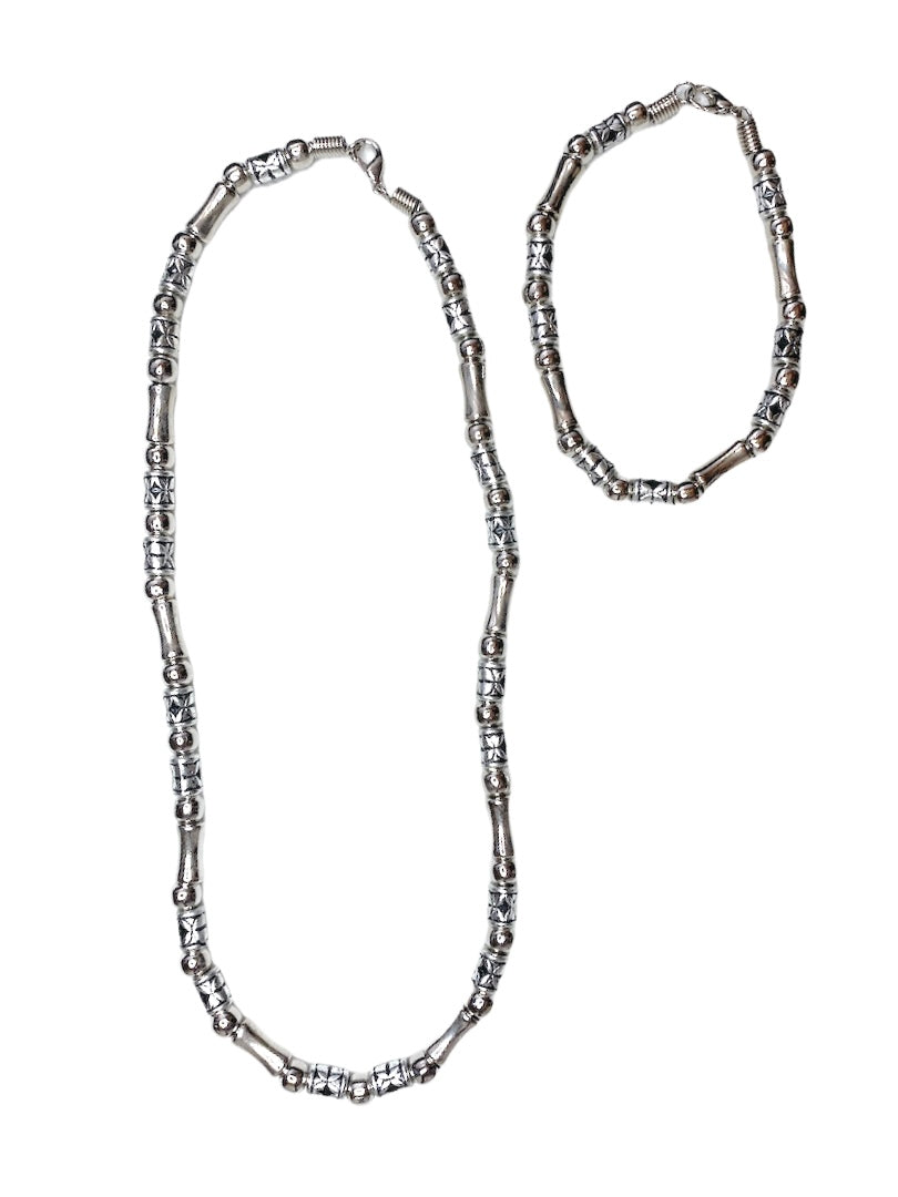Men's metal necklace + bracelet (x6)